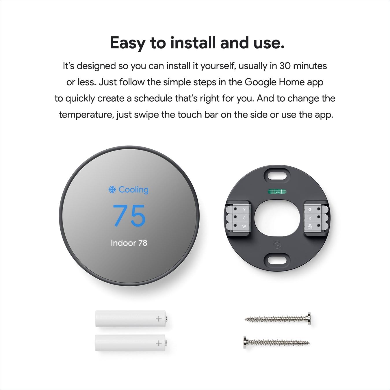 INKEDZ Google Nest Thermostat - Smart Thermostat for Home - Programmable Wifi Thermostat - Charcoal