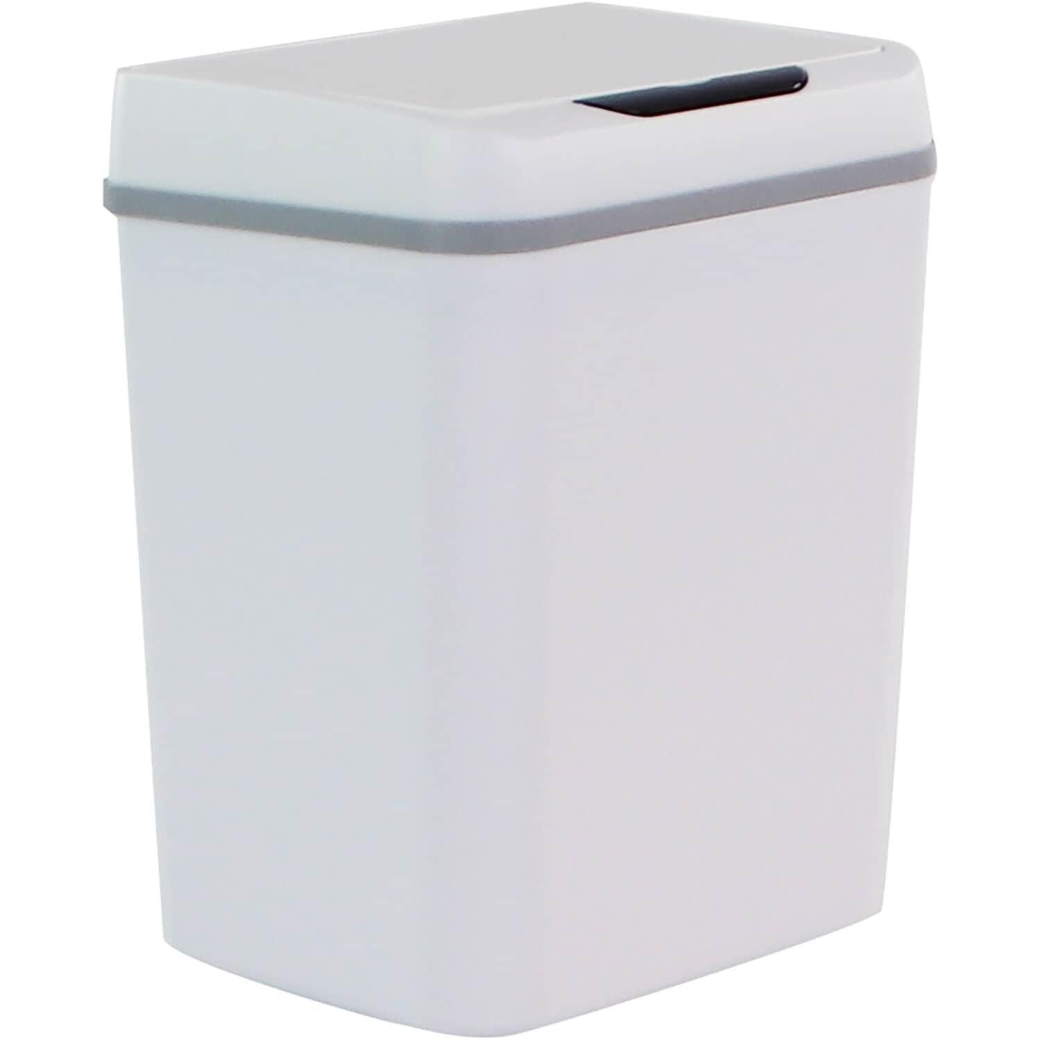 White Plastic Touchless Motion Sensor Trash Can, 2.3 Gallons