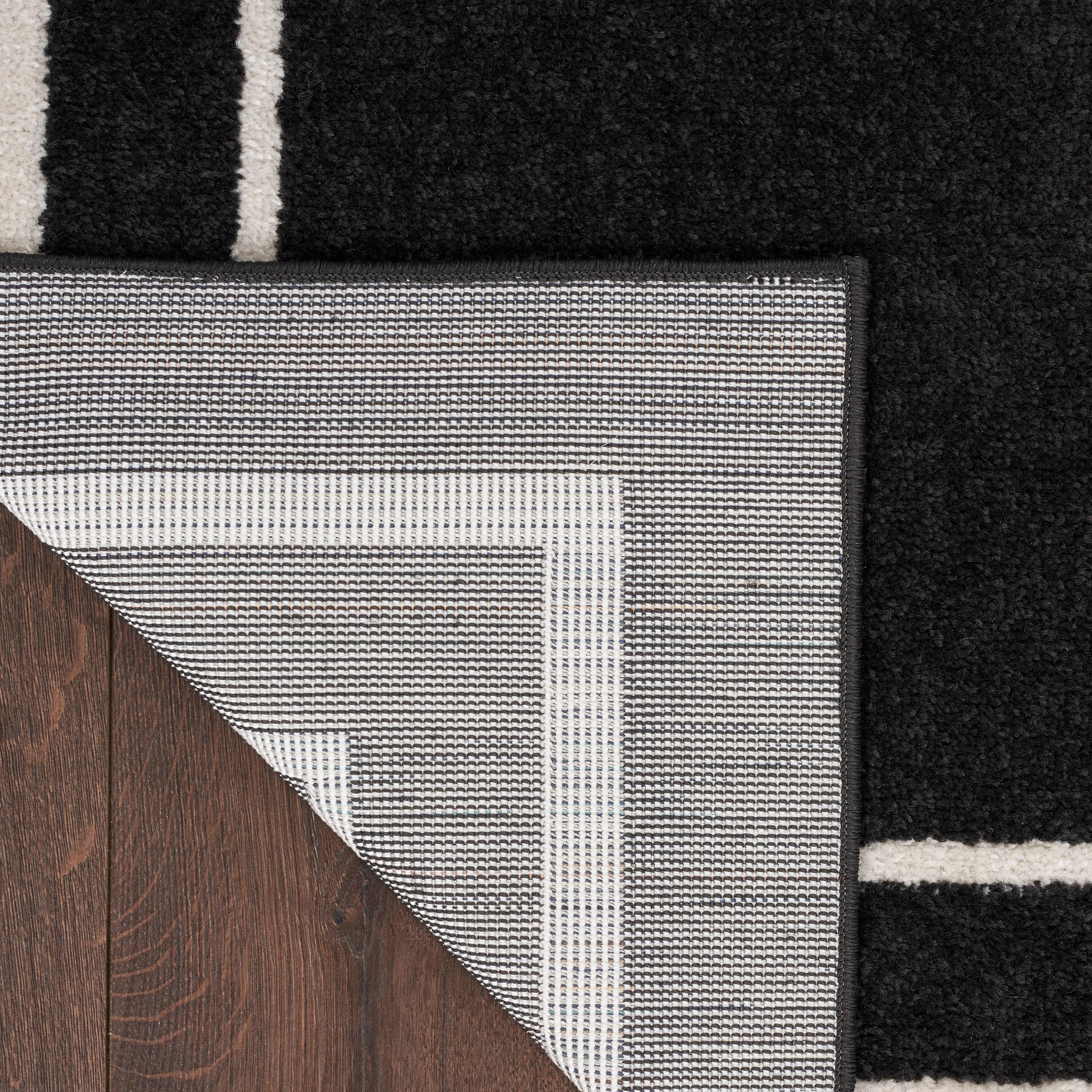 Nourison Essentials Indoor/Outdoor Black Ivory 2' x 6' Area Rug, (2x6)