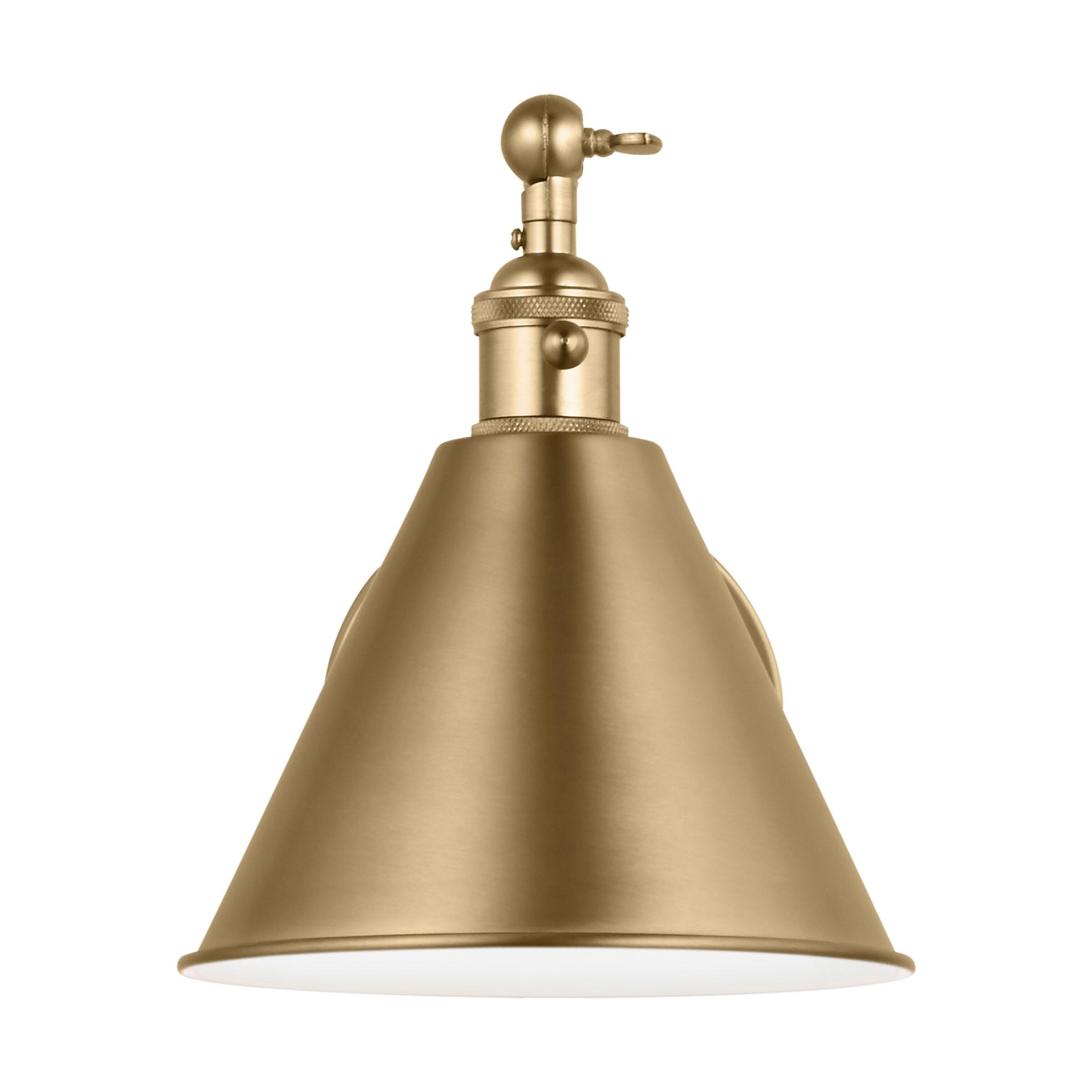 Salem 1-Light Satin Brass Wall Sconce with Satin Brass Metal Shade