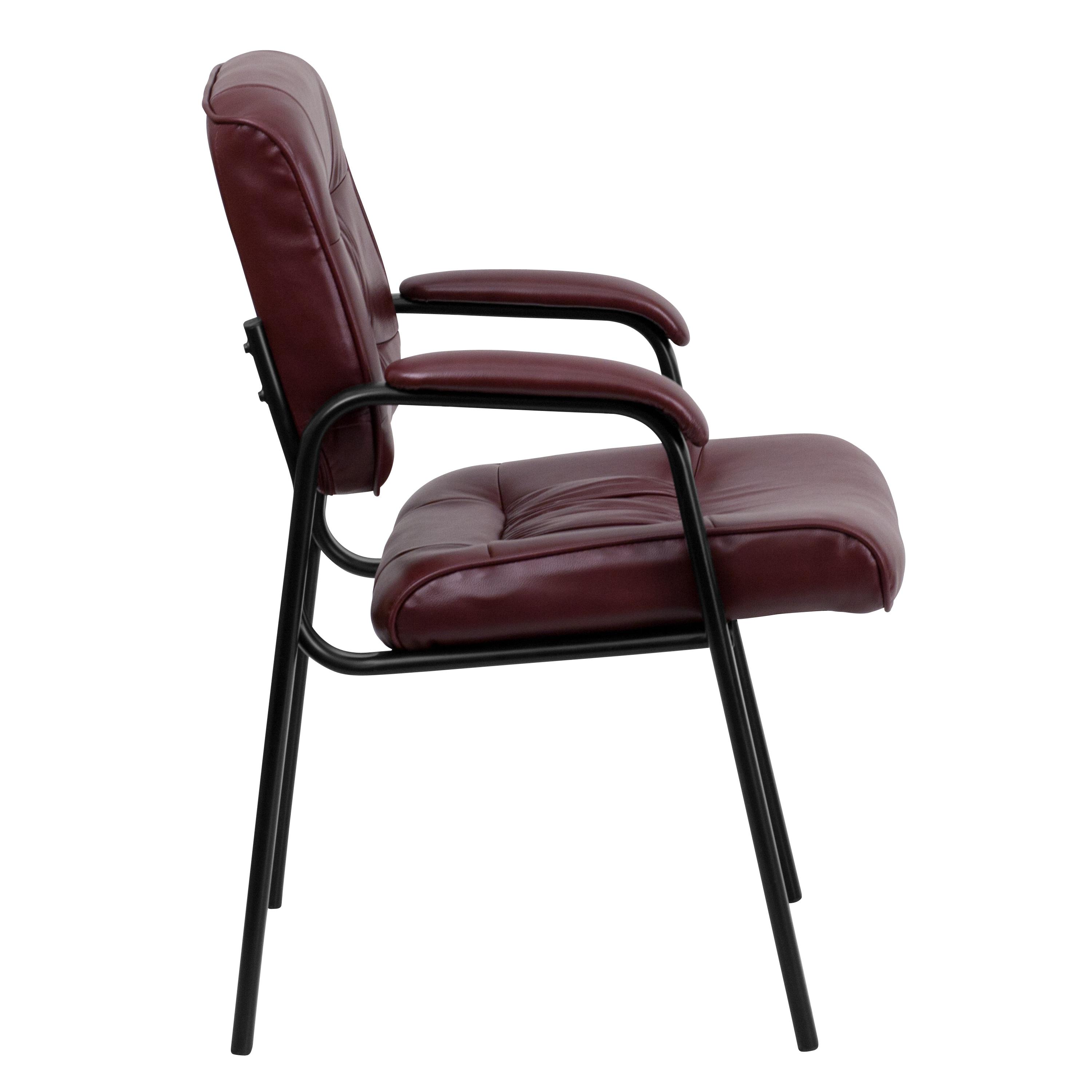 Flash Furniture Haeger LeatherSoft Tufted Executive Reception Chair with Padded Armrests, Burgundy