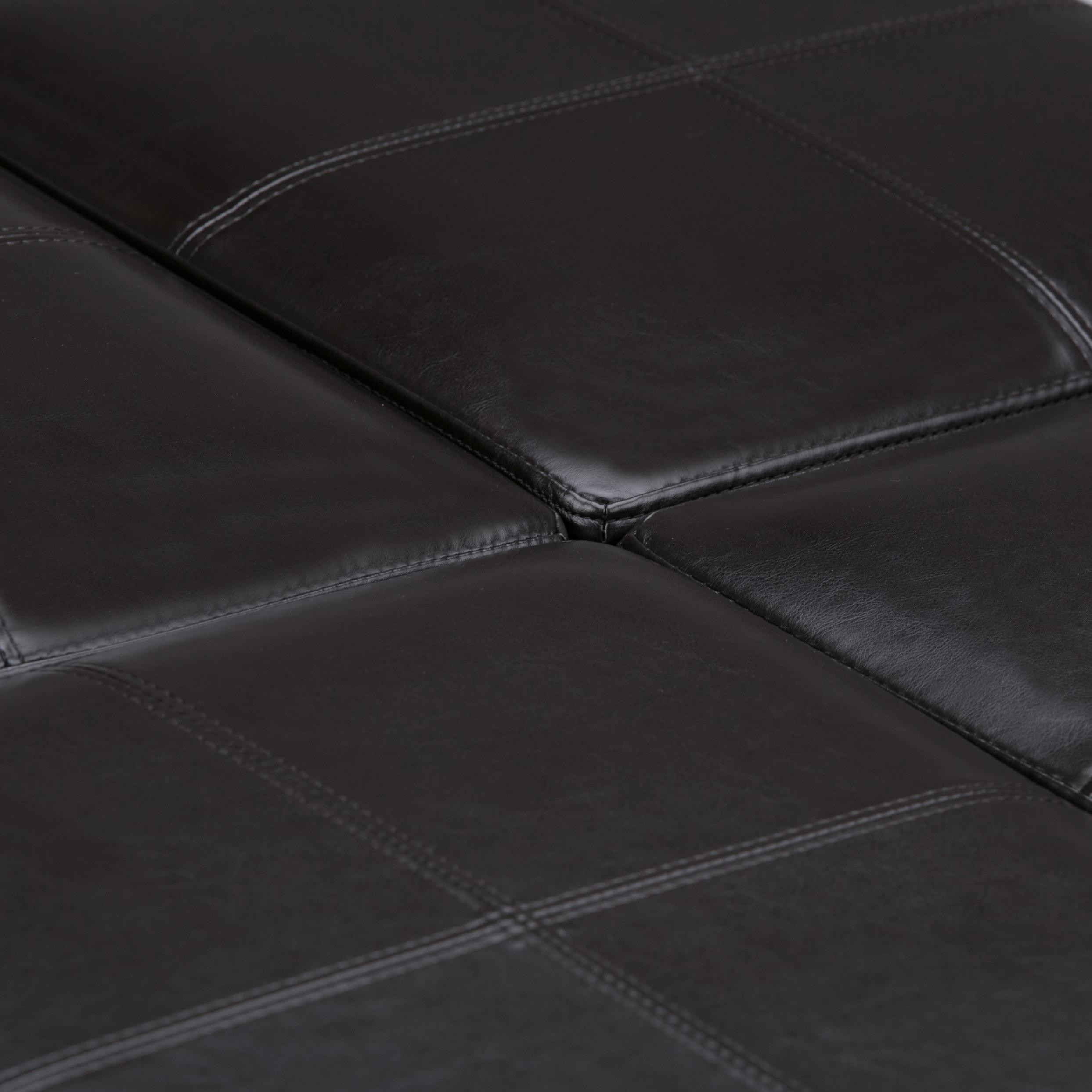 Simpli Home Avalon Faux Leather Coffee Table Storage Ottoman in Tanners Brown