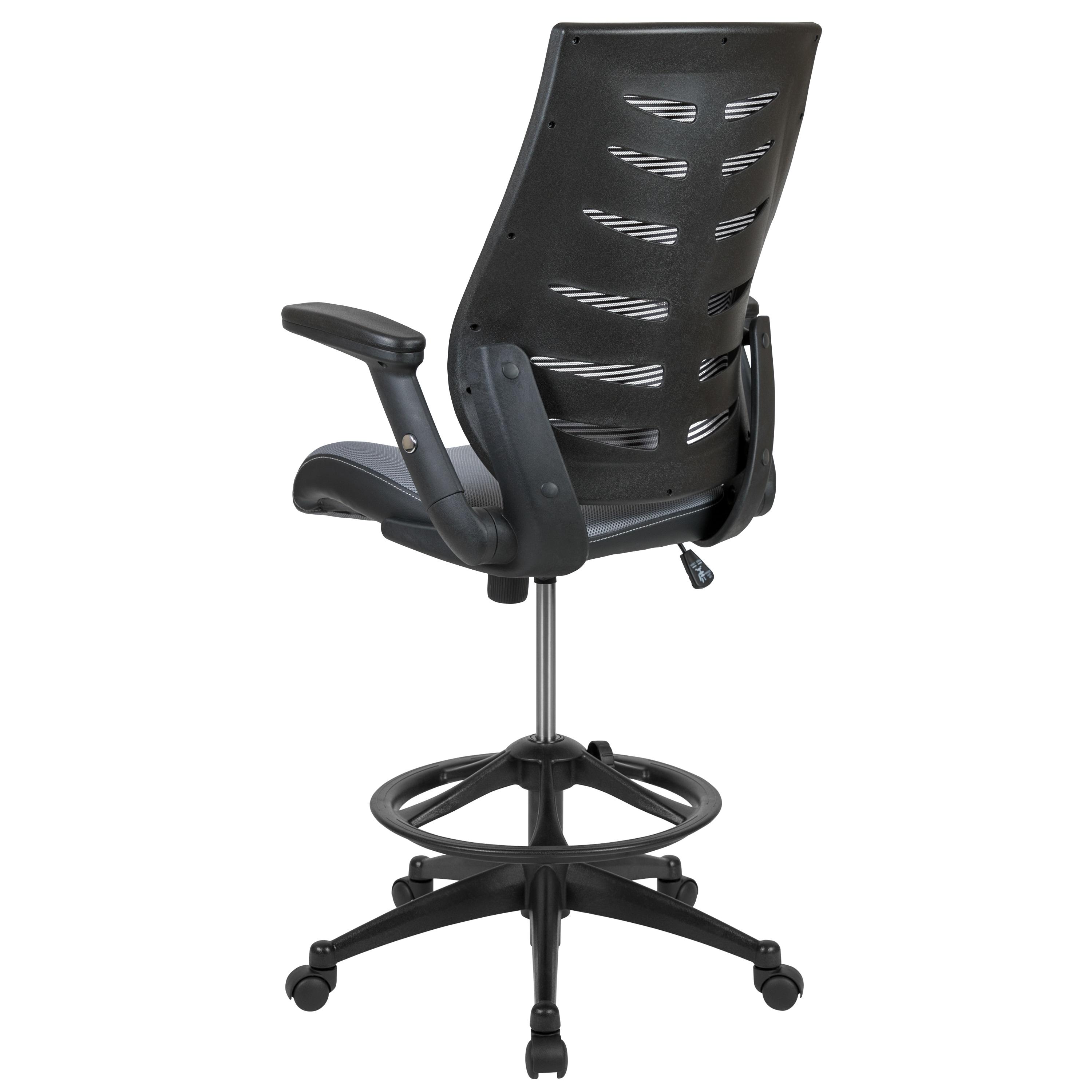 High Back Mesh Spine-Back Ergonomic Drafting Chair with Adjustable Foot Ring