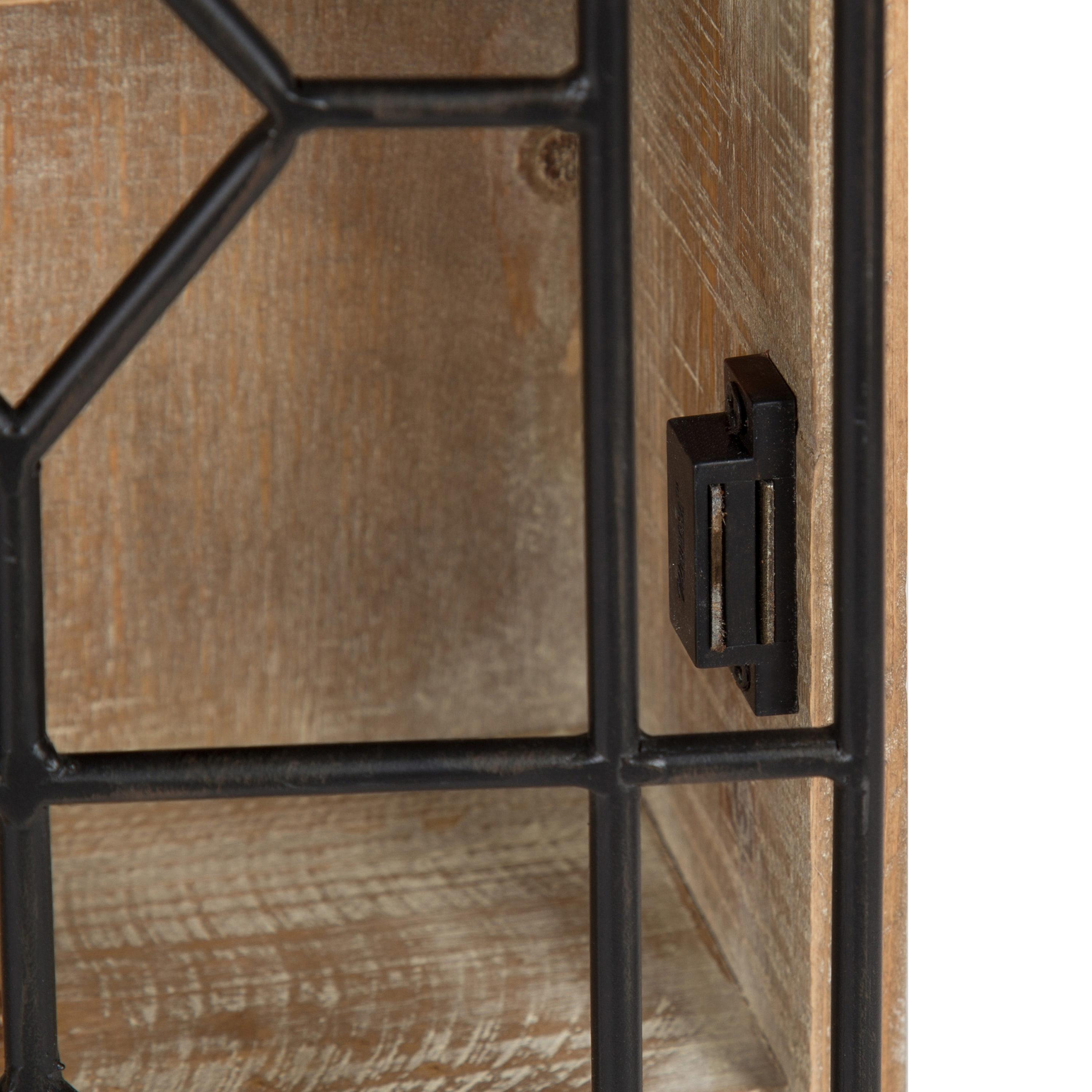 Kate and Laurel - Megara Wooden Decorative Curio Cabinet with Black Iron Door, Rustic Brown