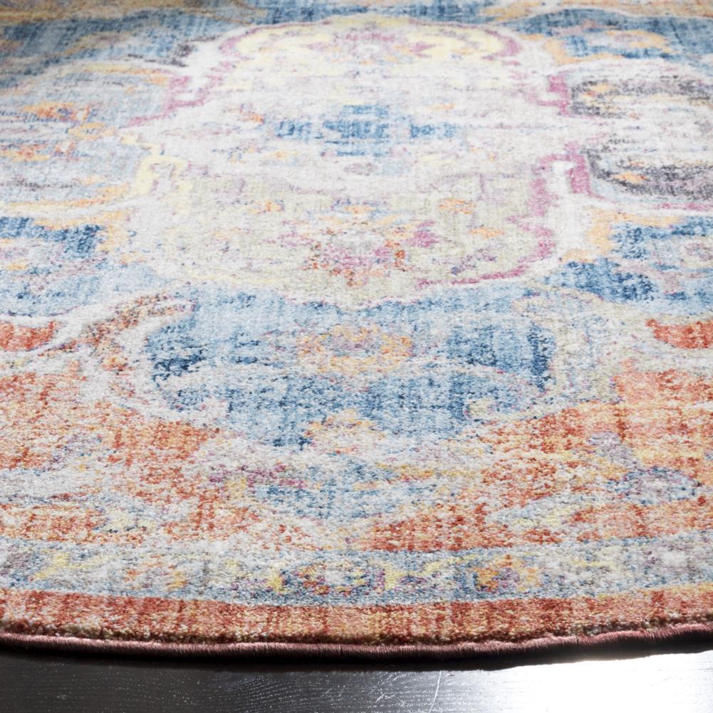 Bristol BTL350 Power Loomed Area Rug Blue / Orange 7' X 7' Round - Safavieh.