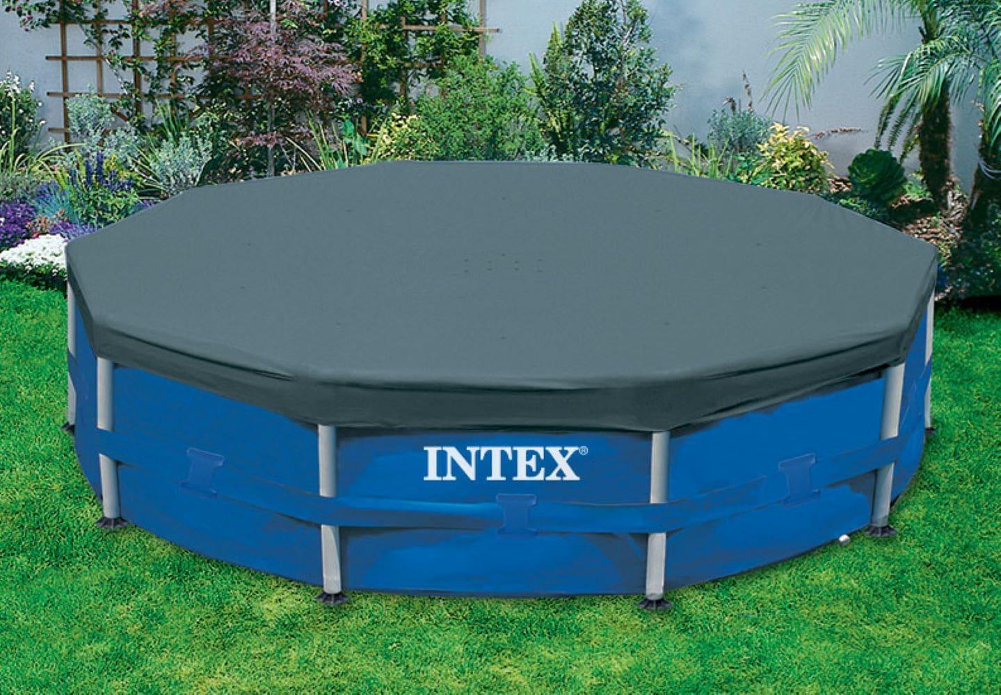 Intex 15 Foot Round Debris Cover and Vinyl Solar Cover for Above Ground Pools