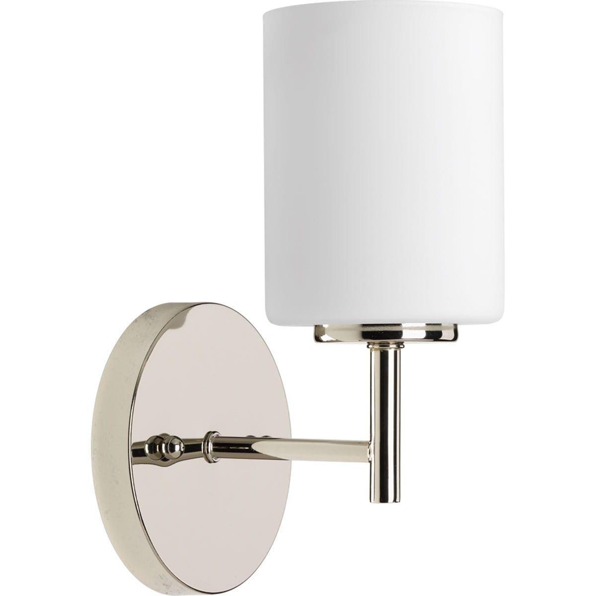 Progress Lighting Replay 1-Light Bath & Vanity Wall Light, Polished Nickel, Porcelain Shade