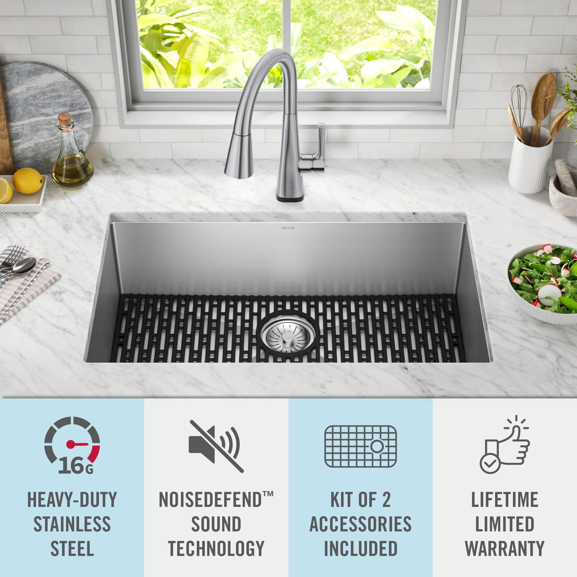 Delta Lenta™ Undermount 16 Gauge Stainless Steel Single Bowl Kitchen Sink with Accessories