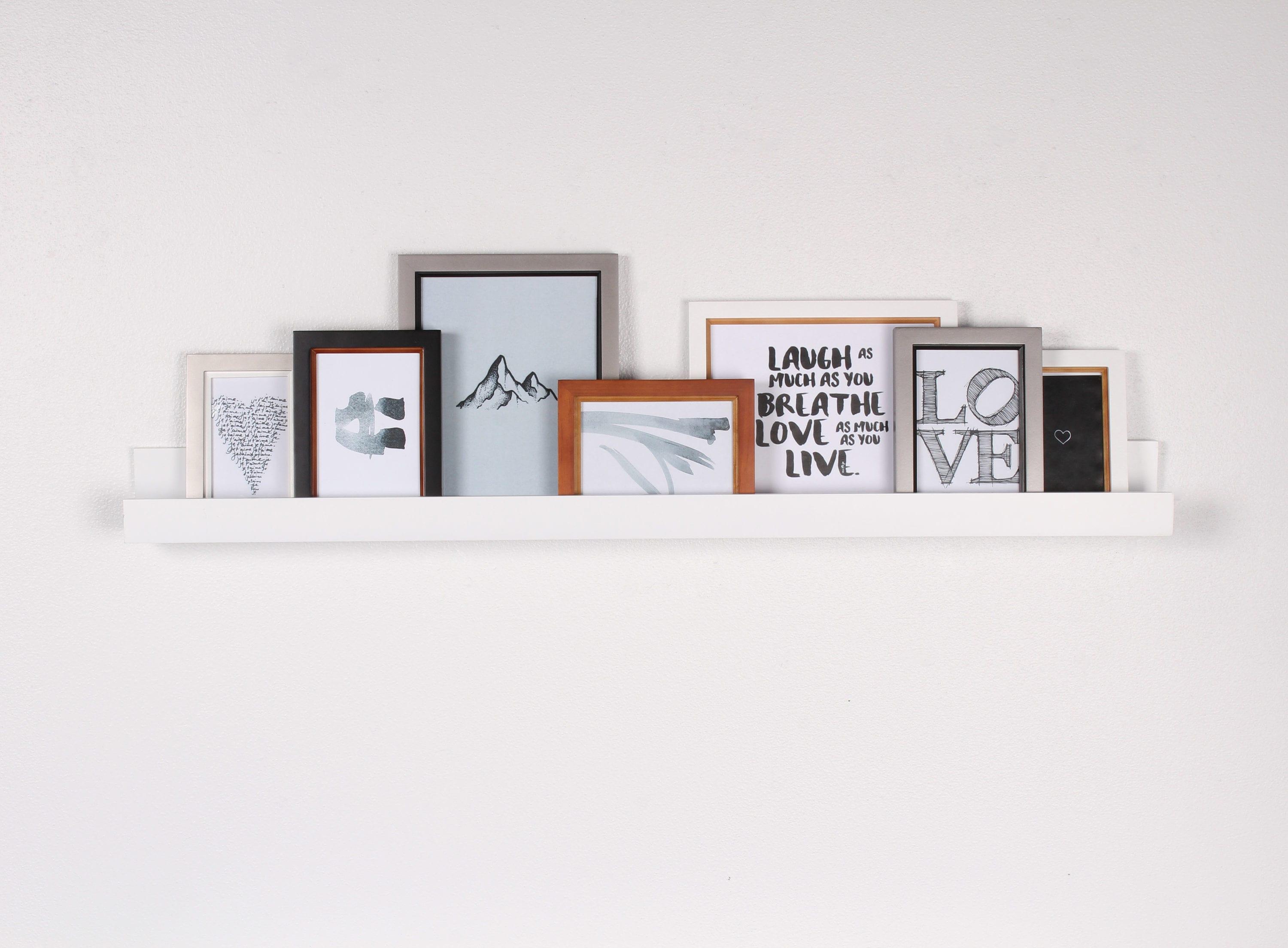 Kate & Laurel All Things Decor 3" x 42" Levie Wooden Picture Ledge Wall Shelf White: No Assembly, Wood Frame, Decorative Storage