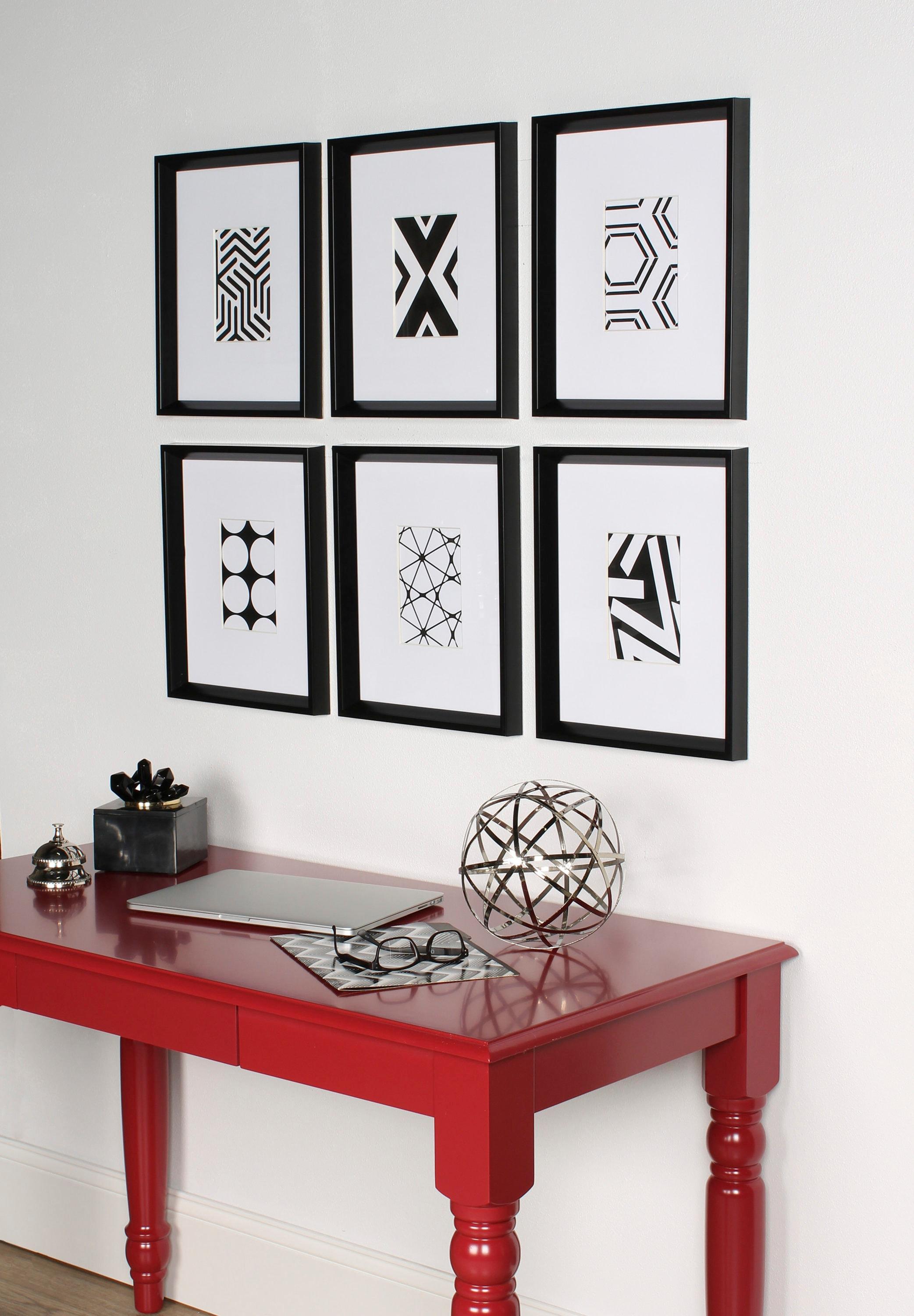 6pc 12" x 15" Calter Framed Print Art Set Black - Kate and Laurel