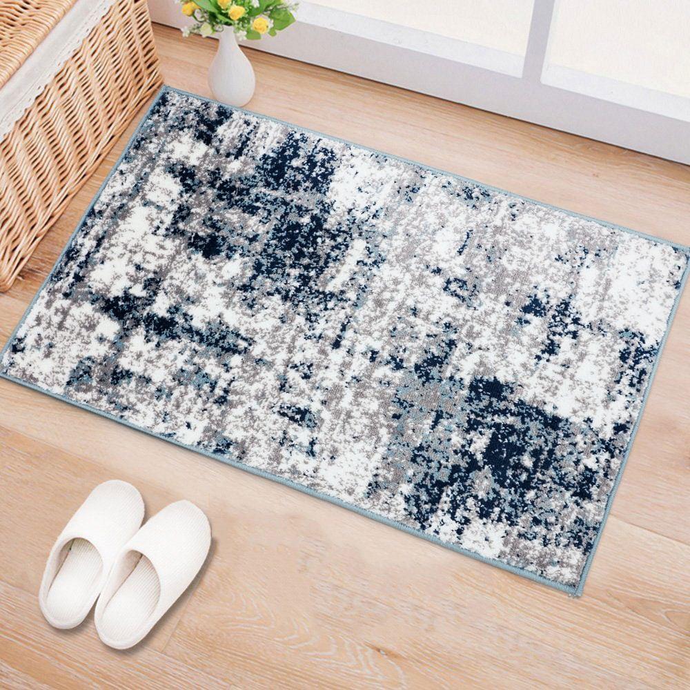 World Rug Gallery Distressed Abstract Blue 2' x 3' Area Rug