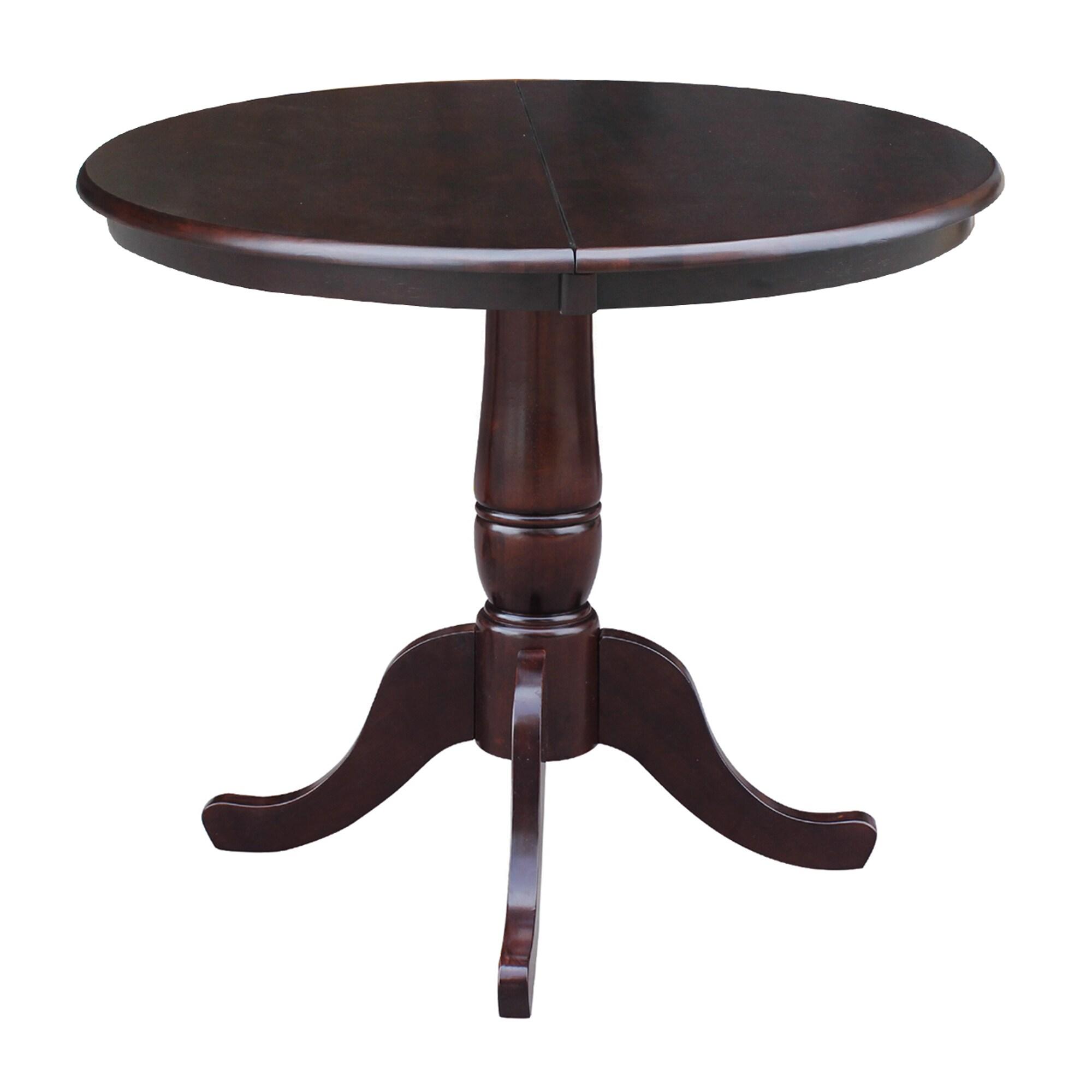 International Concepts 36 inches Round Top Pedestal Table With 12 inches Leaf - 28.9 inchesH - Dining Height