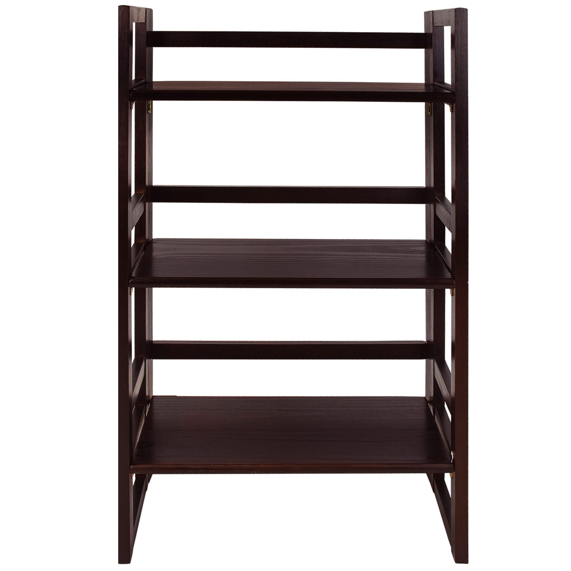 3-Shelf Folding Student Bookcase 20.75" Wide-Espresso