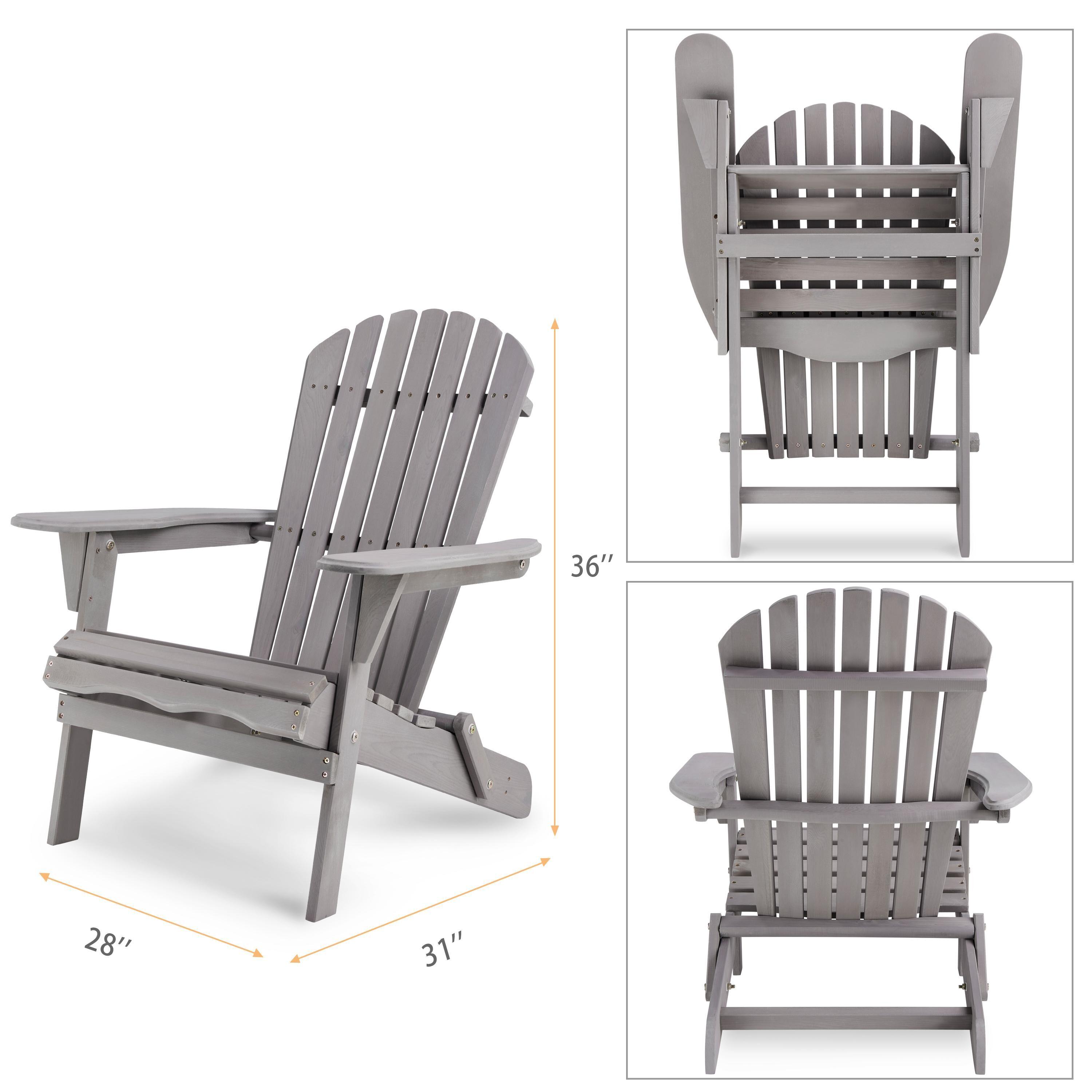Triple Tree Wood Adirondack Folding Chairs - Set of 2, Gray