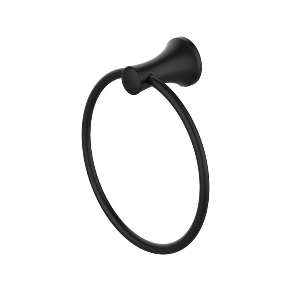 Matte Black Metal Towel Ring with Concealed Mounting