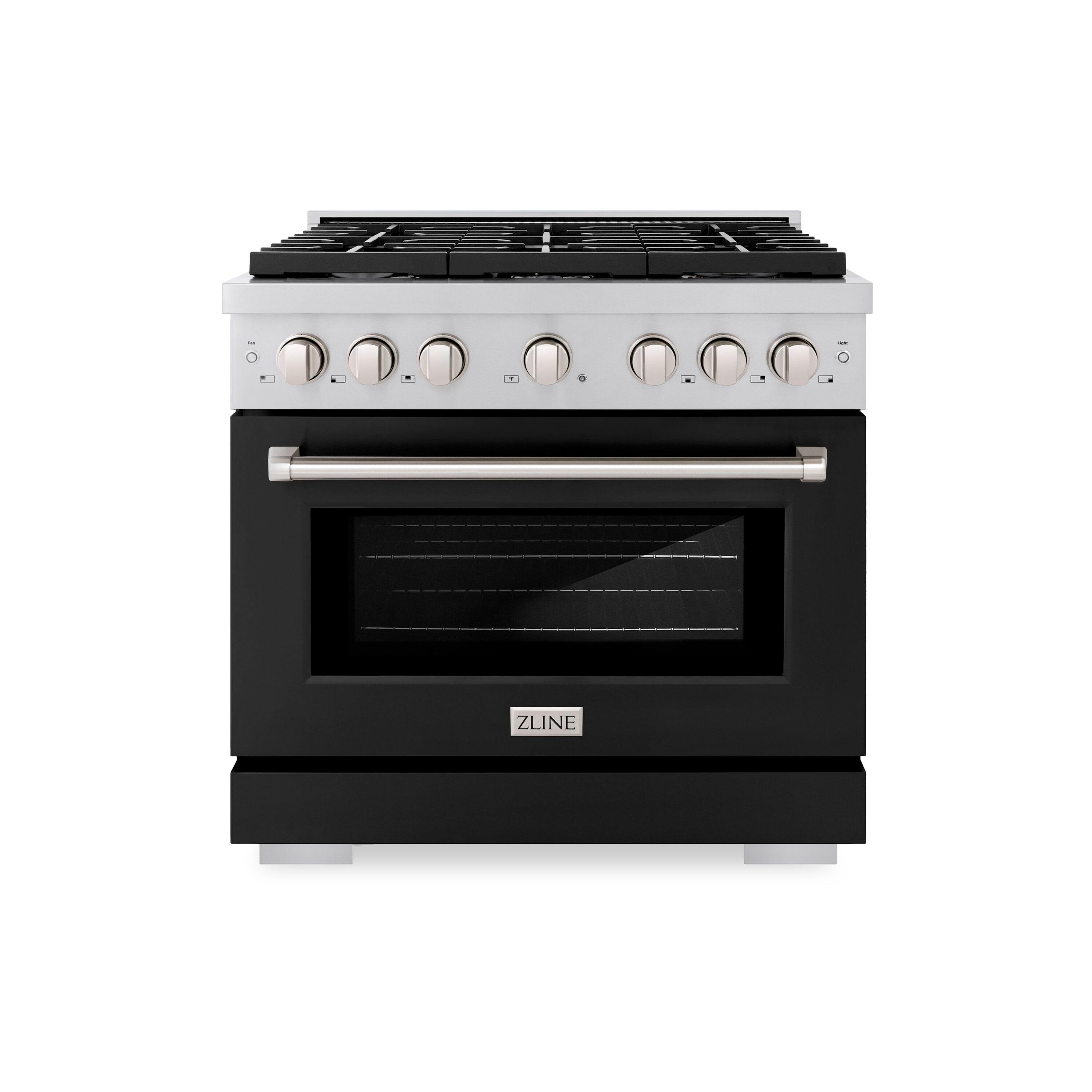 ZLINE 36" Paramount Gas Range w/ 6 Burner Cooktop & Convection Oven w/ Black Matte Door