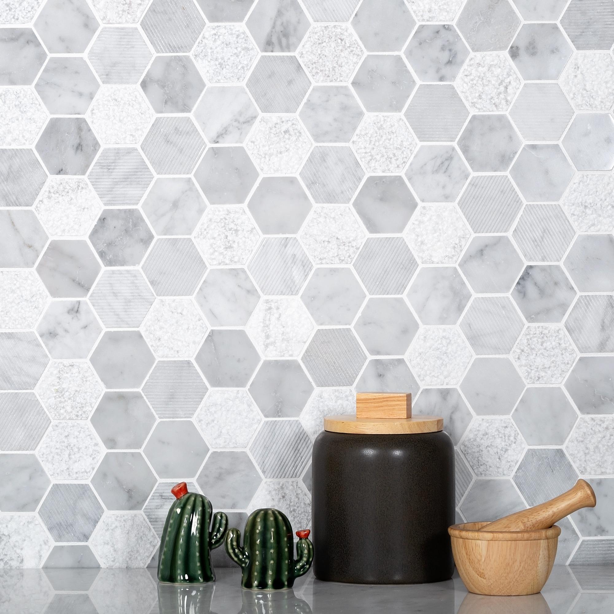 Apollo Harbor 12" x 12" Marble Honeycomb Mosaic Wall & Floor Tile