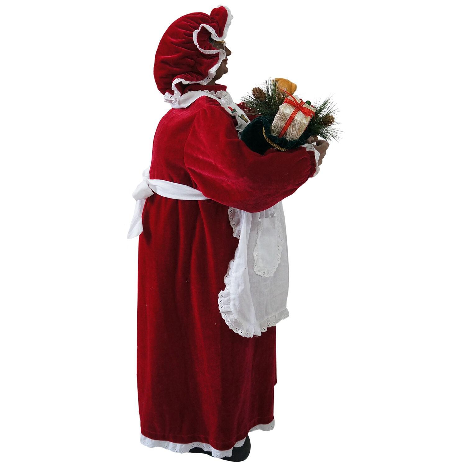 Fraser Hill Farm 3-Ft. Dancing African American Mrs. Claus Animatronic with Apron and Gift Sack