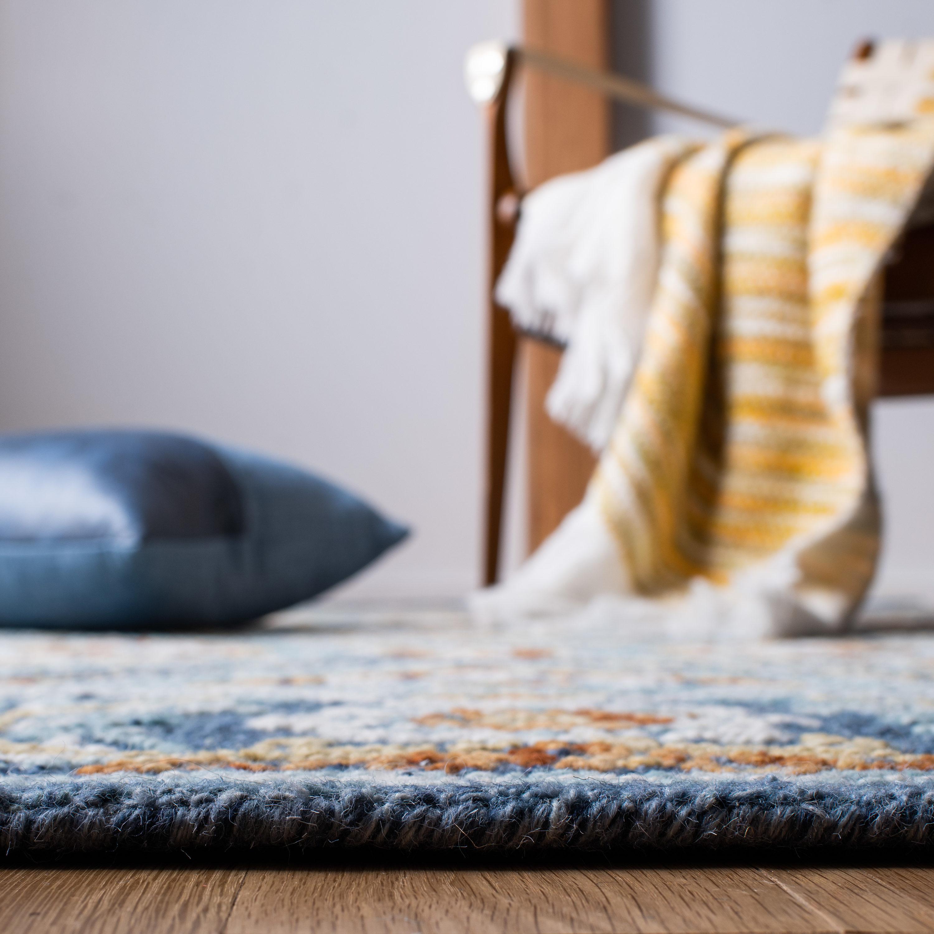 SAFAVIEH Blossom Dima Damask Area Rug, Navy/Yellow, 5' x 8'