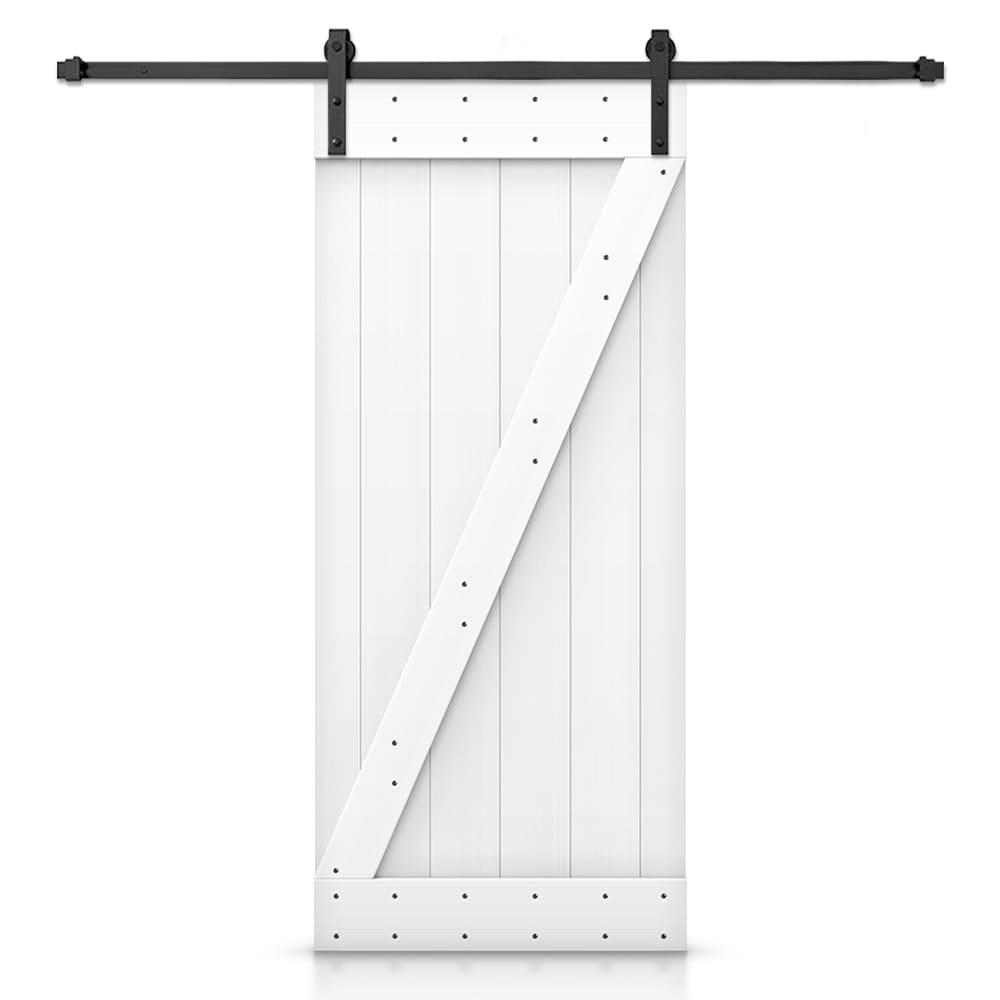 TMS 34'' x 84'' Solid Wood Paneled Painted with Installation Hardware Kit Barn Door