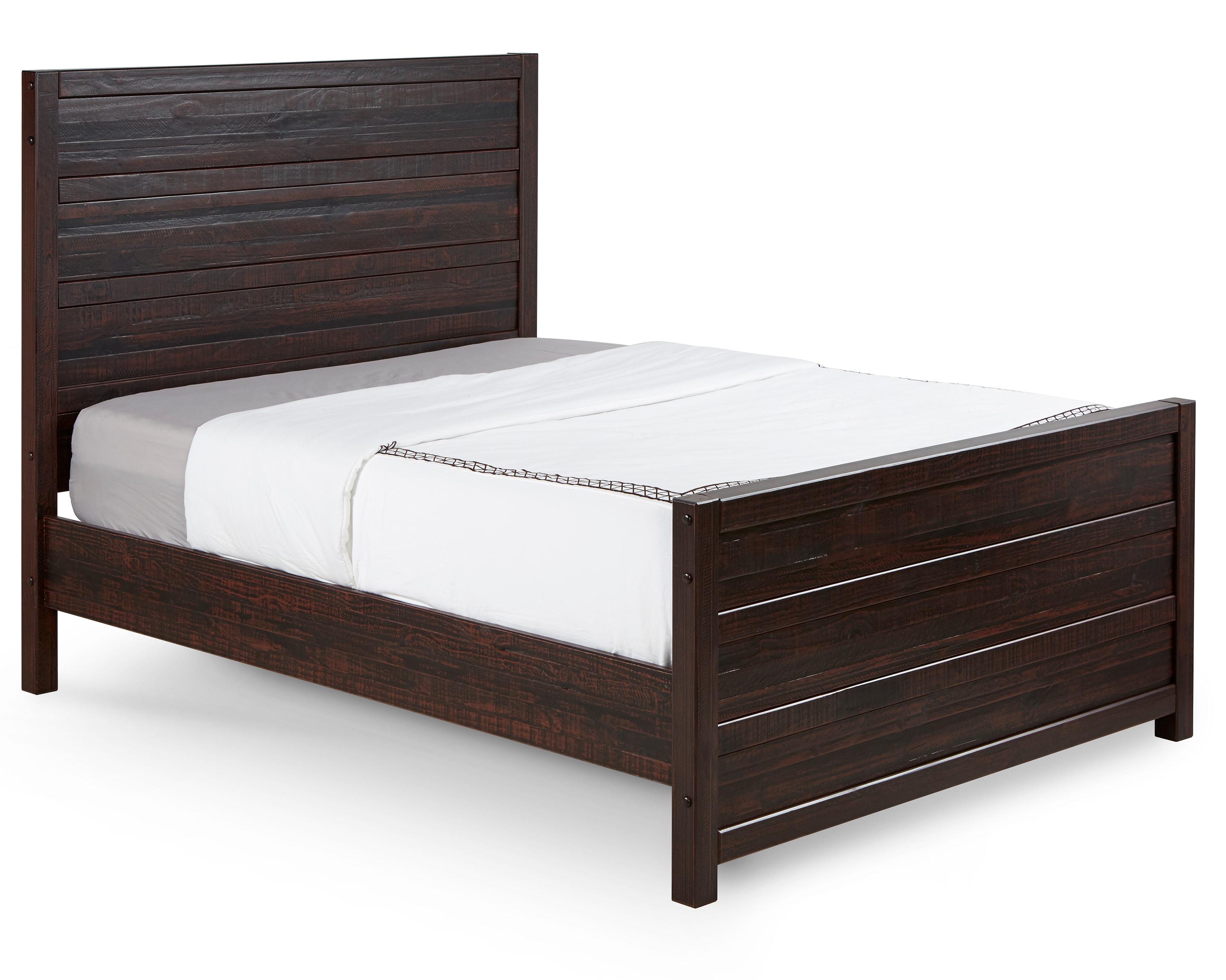 Camaflexi Carmel Solid Wood Platform Bed Frame with Headboard, King, Antique Walnut
