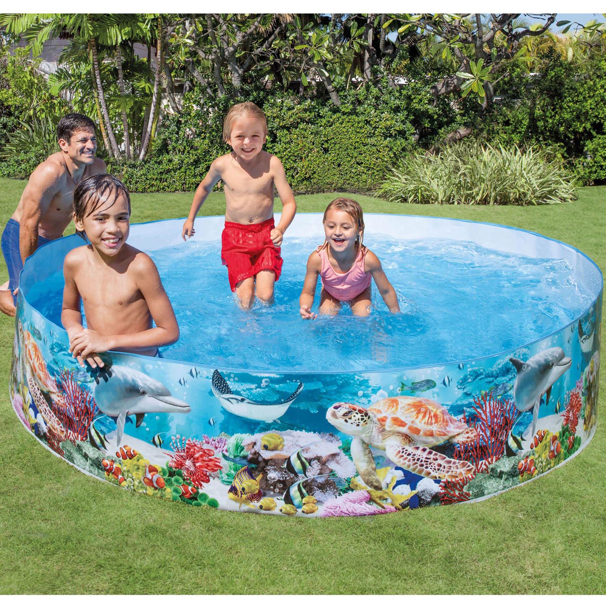 Intex Deep Sea Blue 8 feet x 18 inch SnapSet Instant Round Above Ground Swimming Kiddie Pool for Kids Ages 3 Years and Up