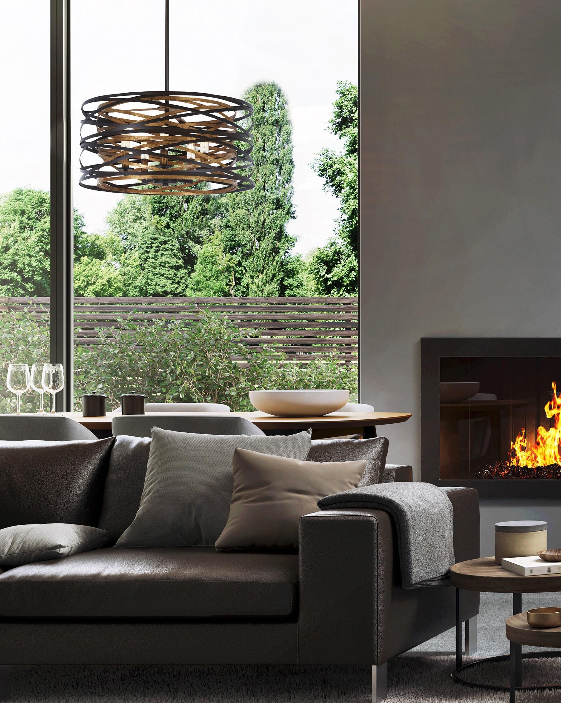 Minka Lavery Vortic Flow 20" Wide Dark Bronze and Mosaic Gold 5-Light Pendant