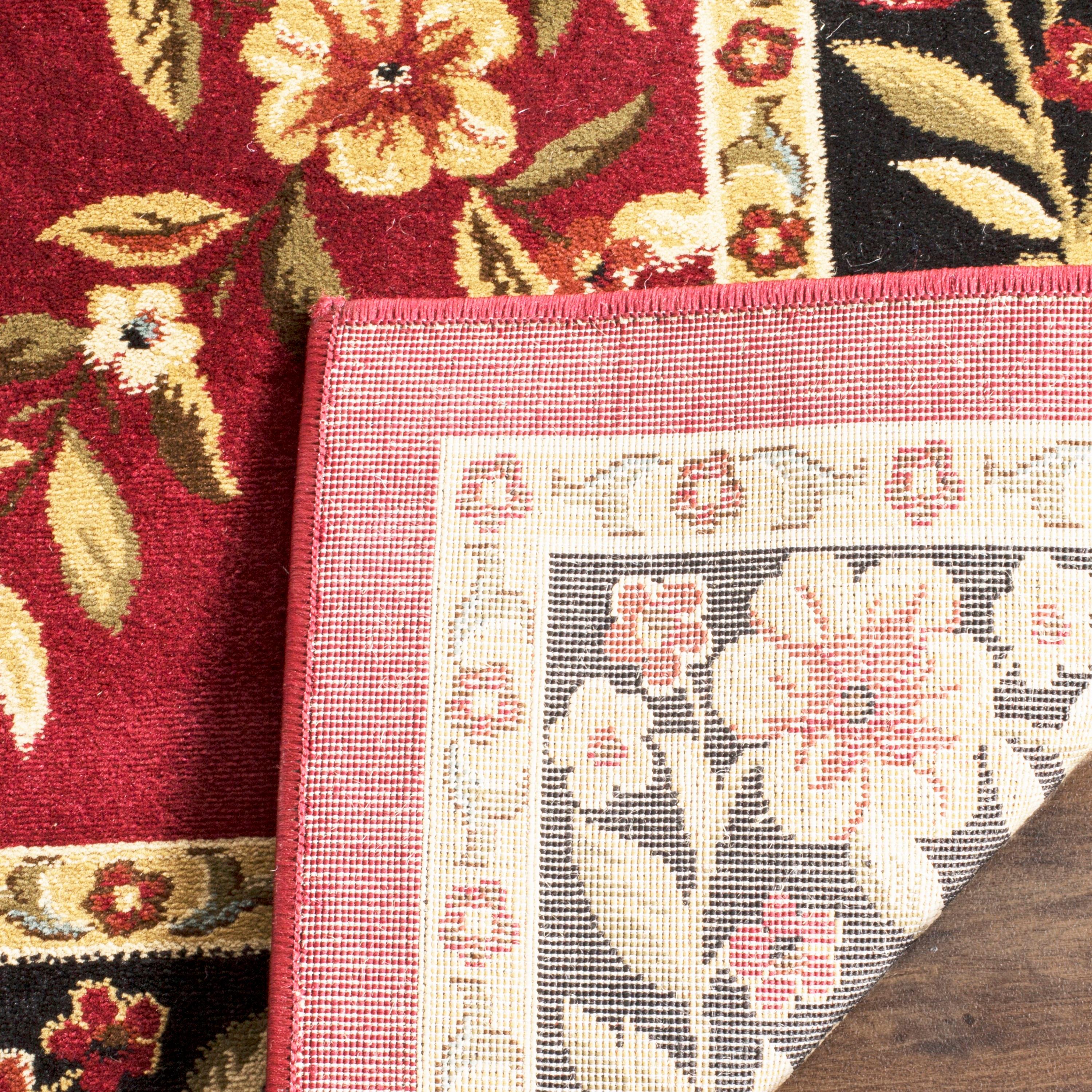 Safavieh Lyndhurst Open Floral 7 x 7 (ft) Loomed Polypropylene Red/Black Square Indoor Floral/Botanical Oriental Area rug