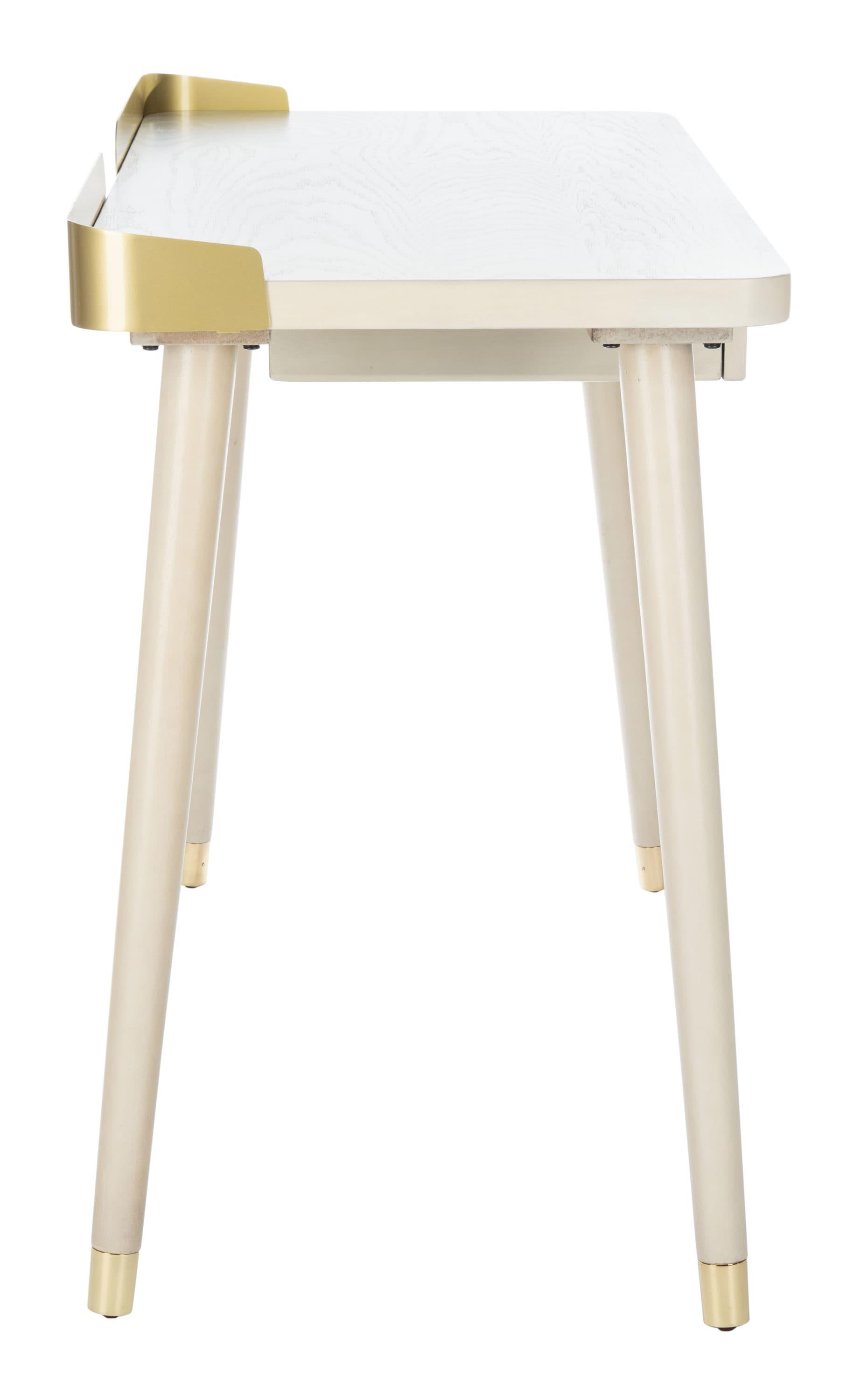 Parker 1 Drawer Desk - White Washed/Gold - Safavieh