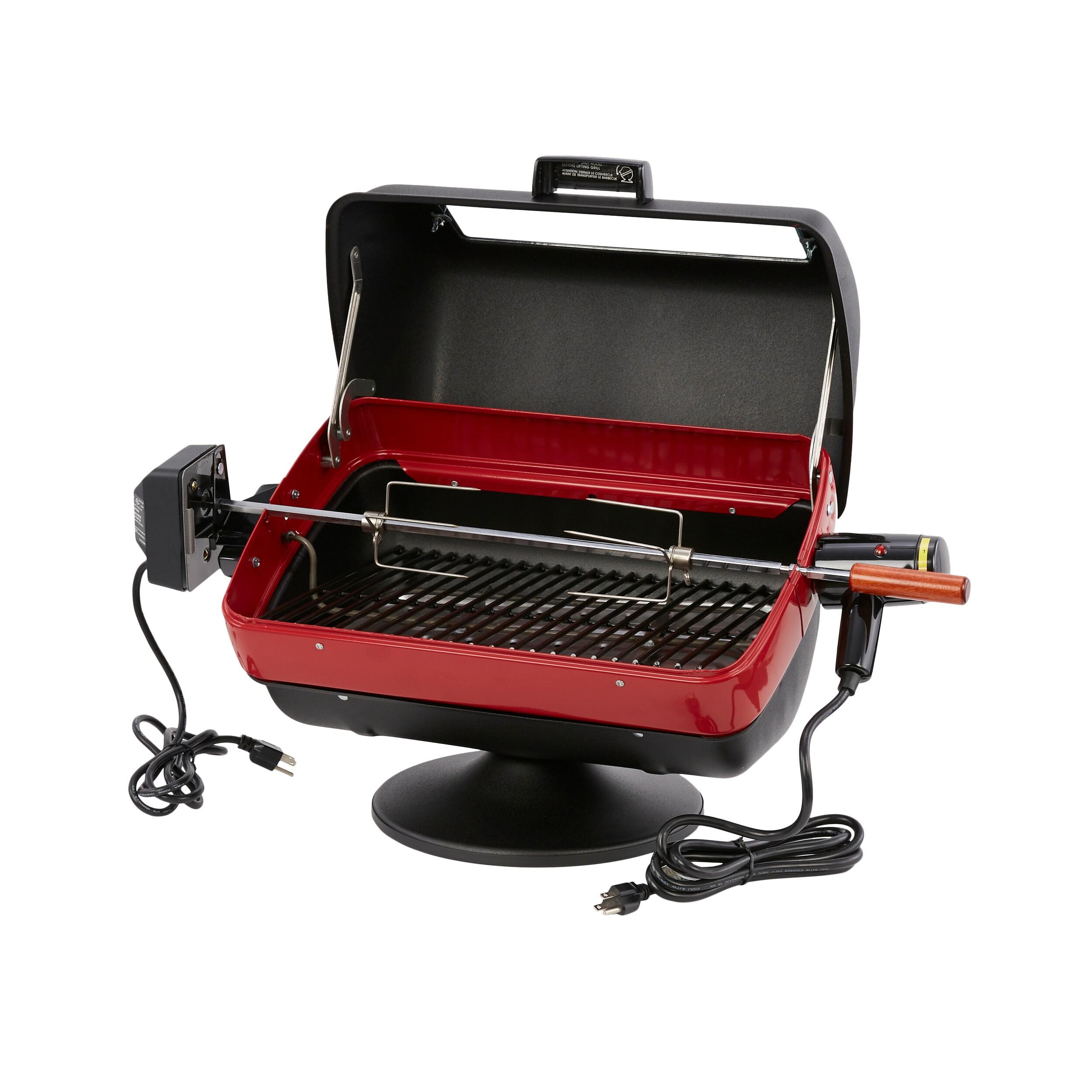 Americana Black and Red Electric Rotisserie Tabletop Grill