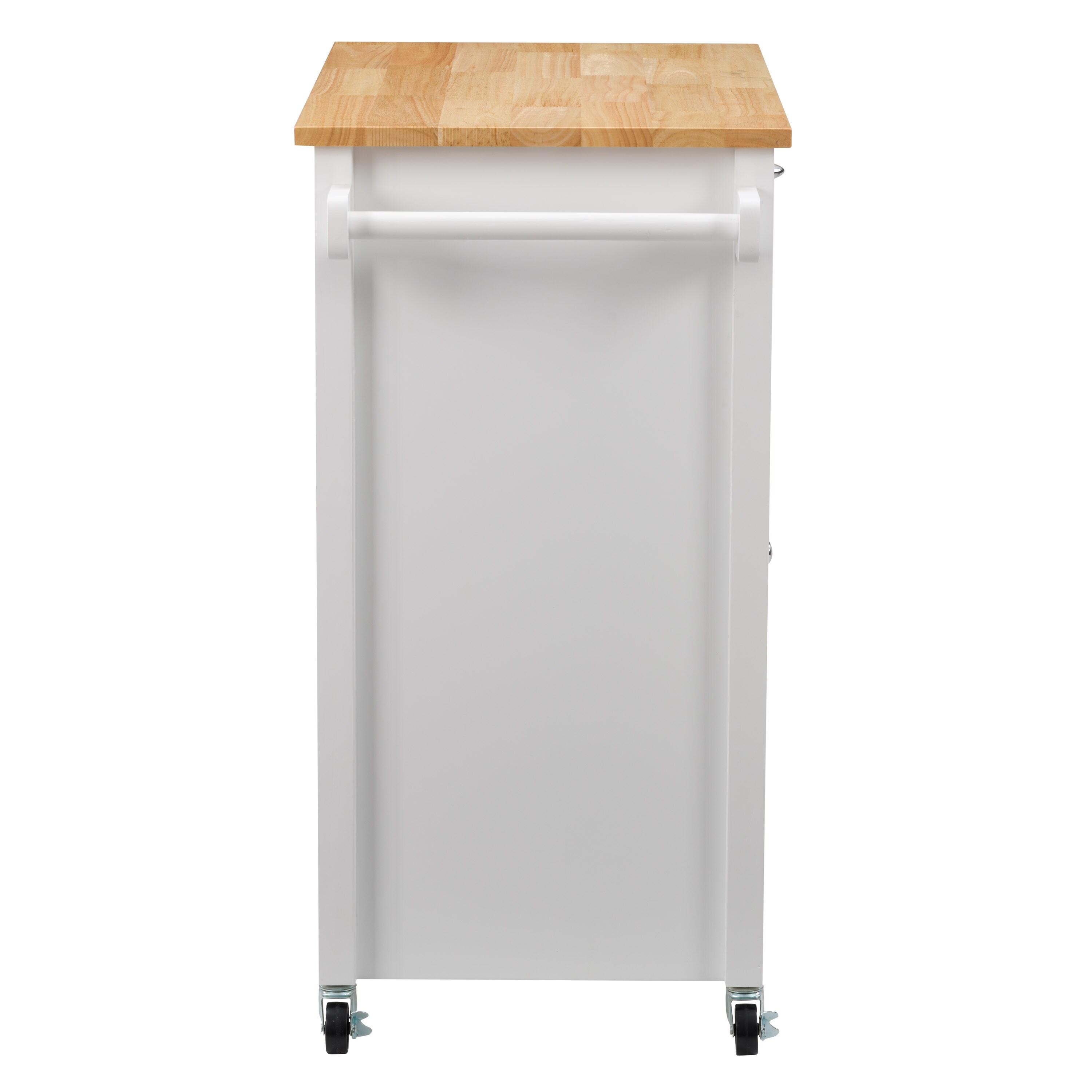 Sage Wood Kitchen Cart with Cupboard White - CorLiving