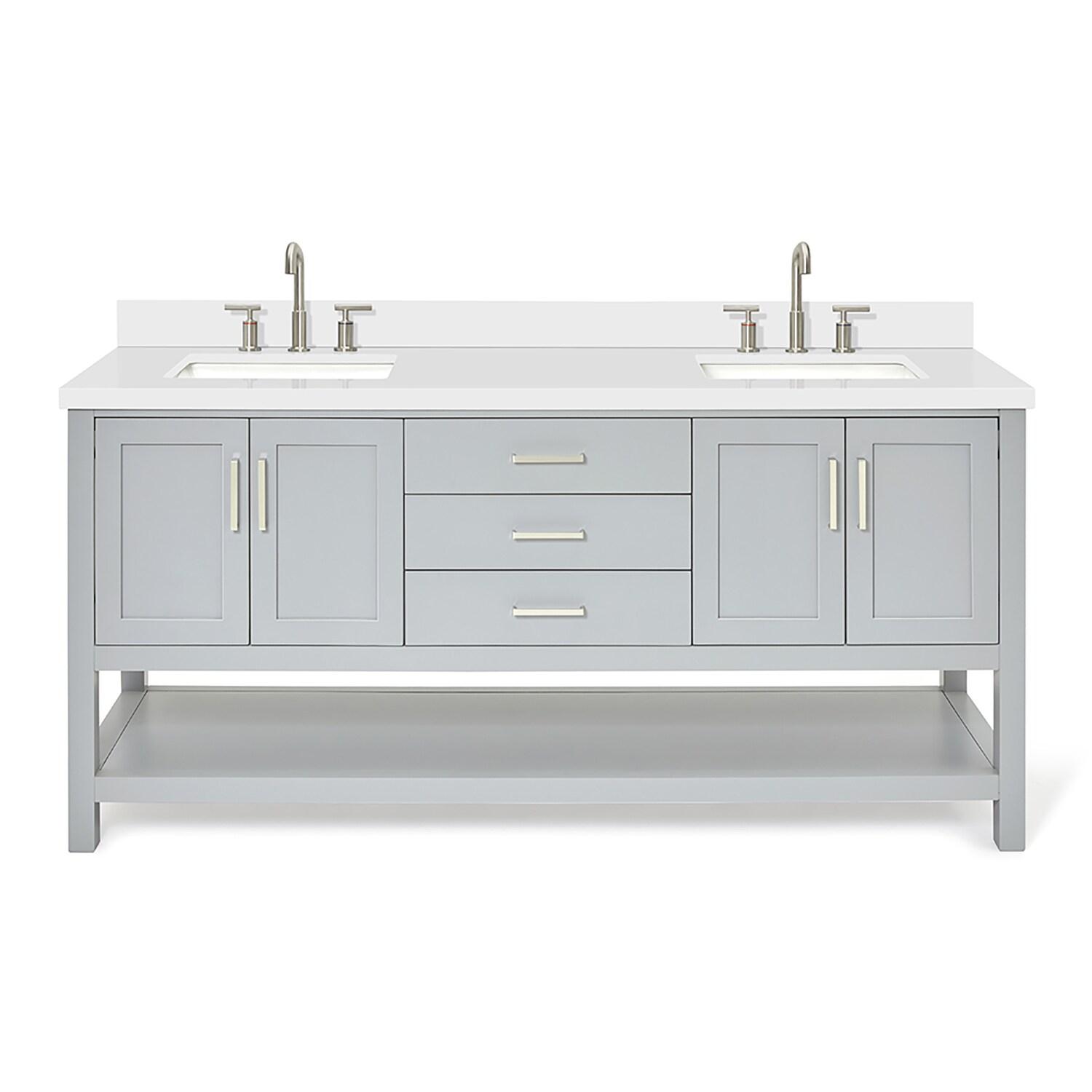 Ariel S073dwqrvo Magnolia 72" Free Standing Double Basin Vanity Set - Grey / Pure White