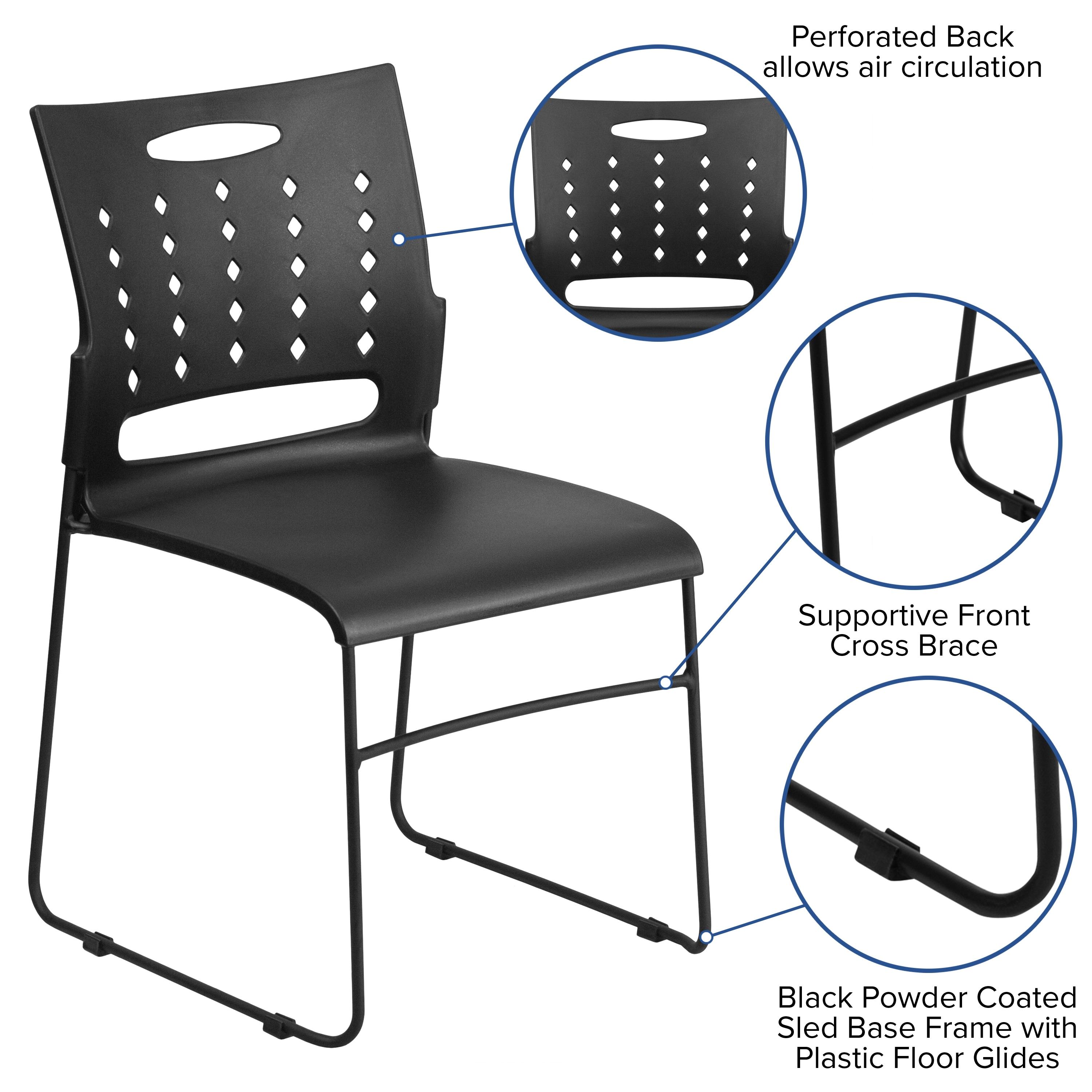 881 lb. Capacity Sled Base Stack Chair with Carry Handle and Air-Vent Back