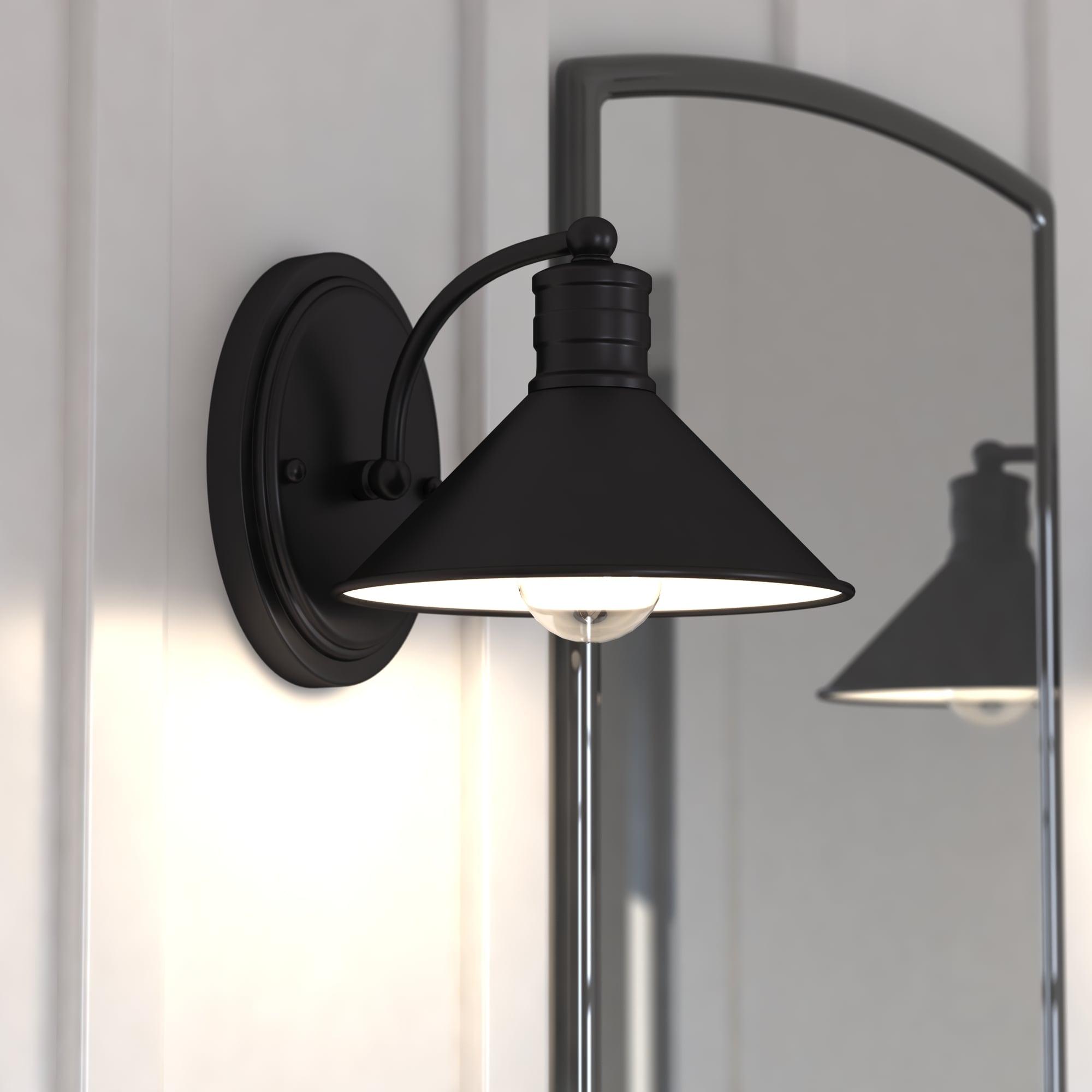 Akron 8" Bronze and White Farmhouse Wall Sconce