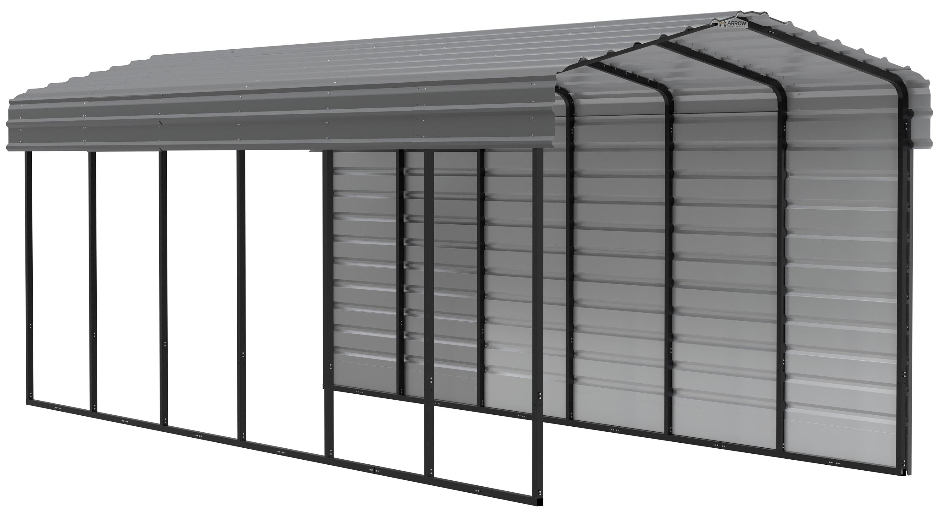 Arrow Arrow Steel Carport with 1 Side Wall Kit, 10x29x09