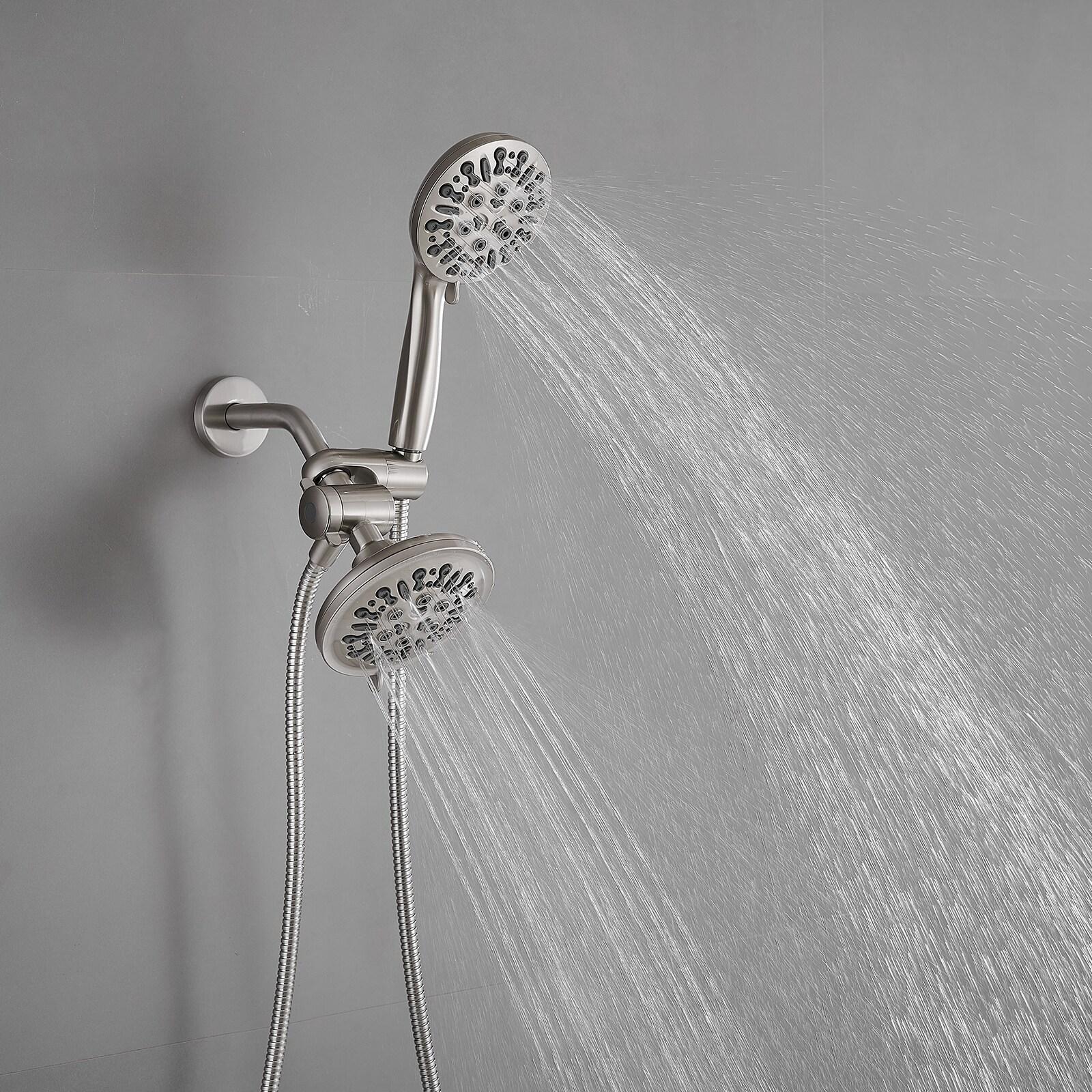 Single Handle 1-Spray Round Rain Shower Faucet Combo Set with Dual Function Pressure Balance Valve