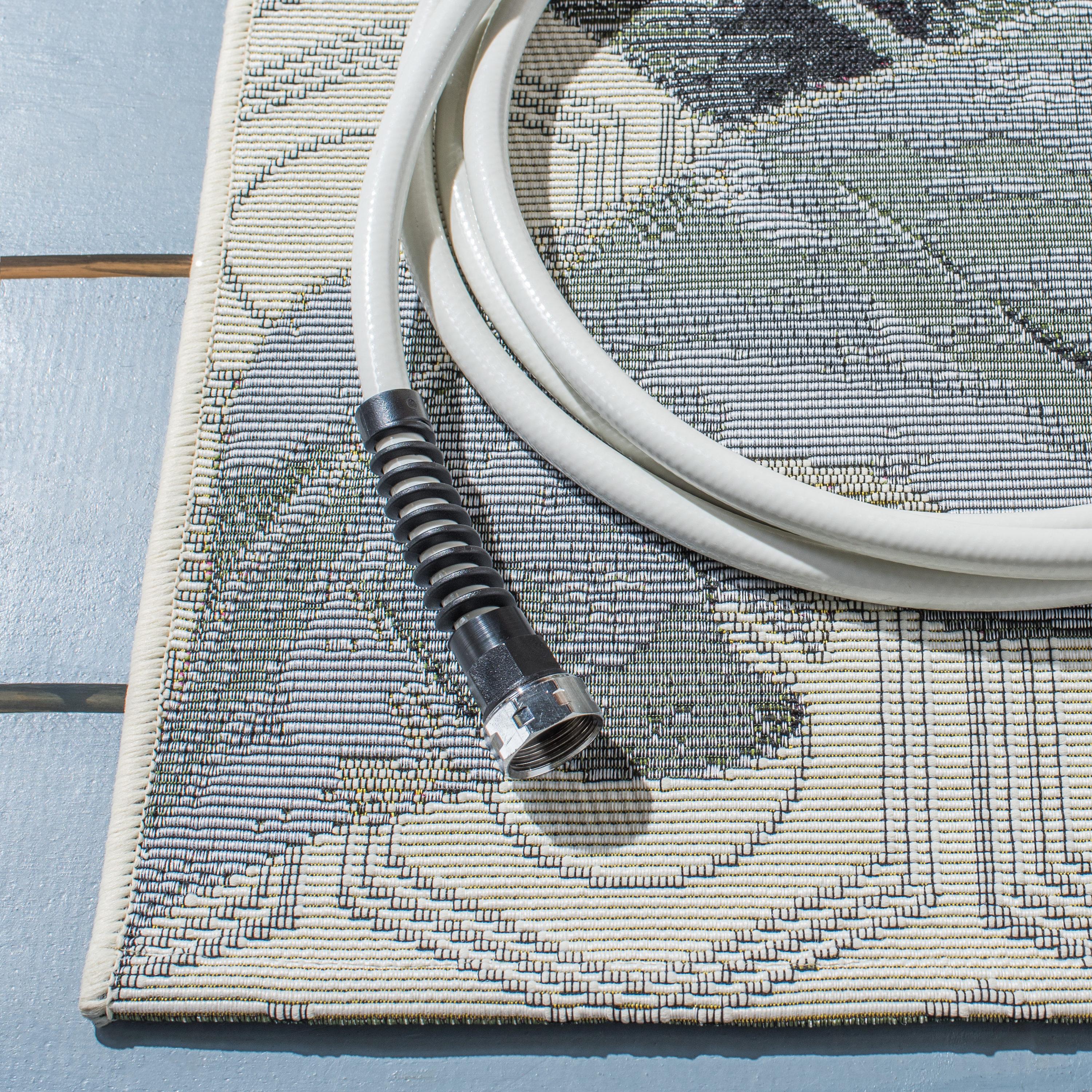 Barbados BAR524 Power Loomed Indoor/Outdoor Area Rug - Grey/Gold - 6'6"x9'4" - Safavieh.