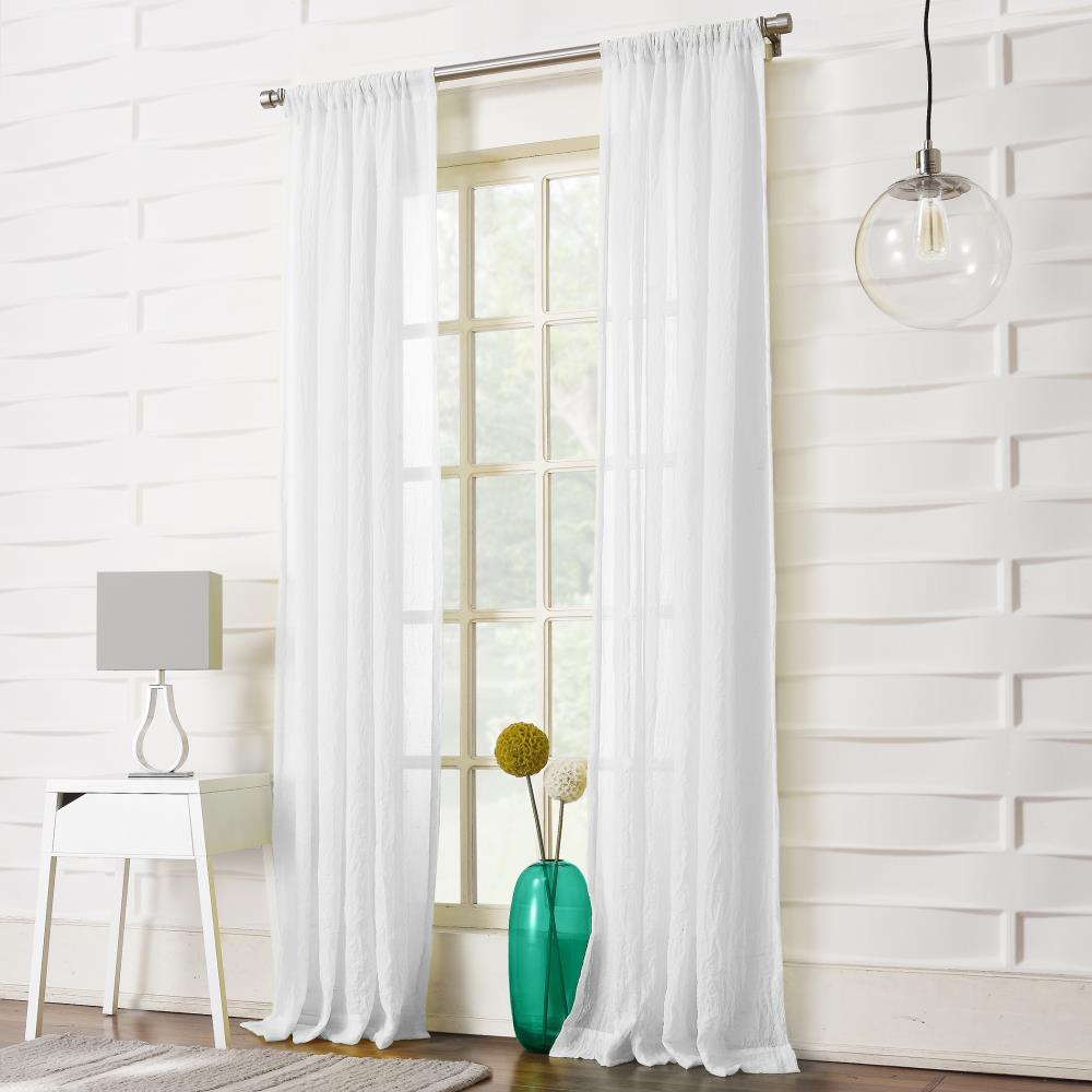 50"x95" No. 918 Sheer Avril Crushed Texture Rod Pocket Curtain Panel White: Light Filtering, Polyester, Machine Washable