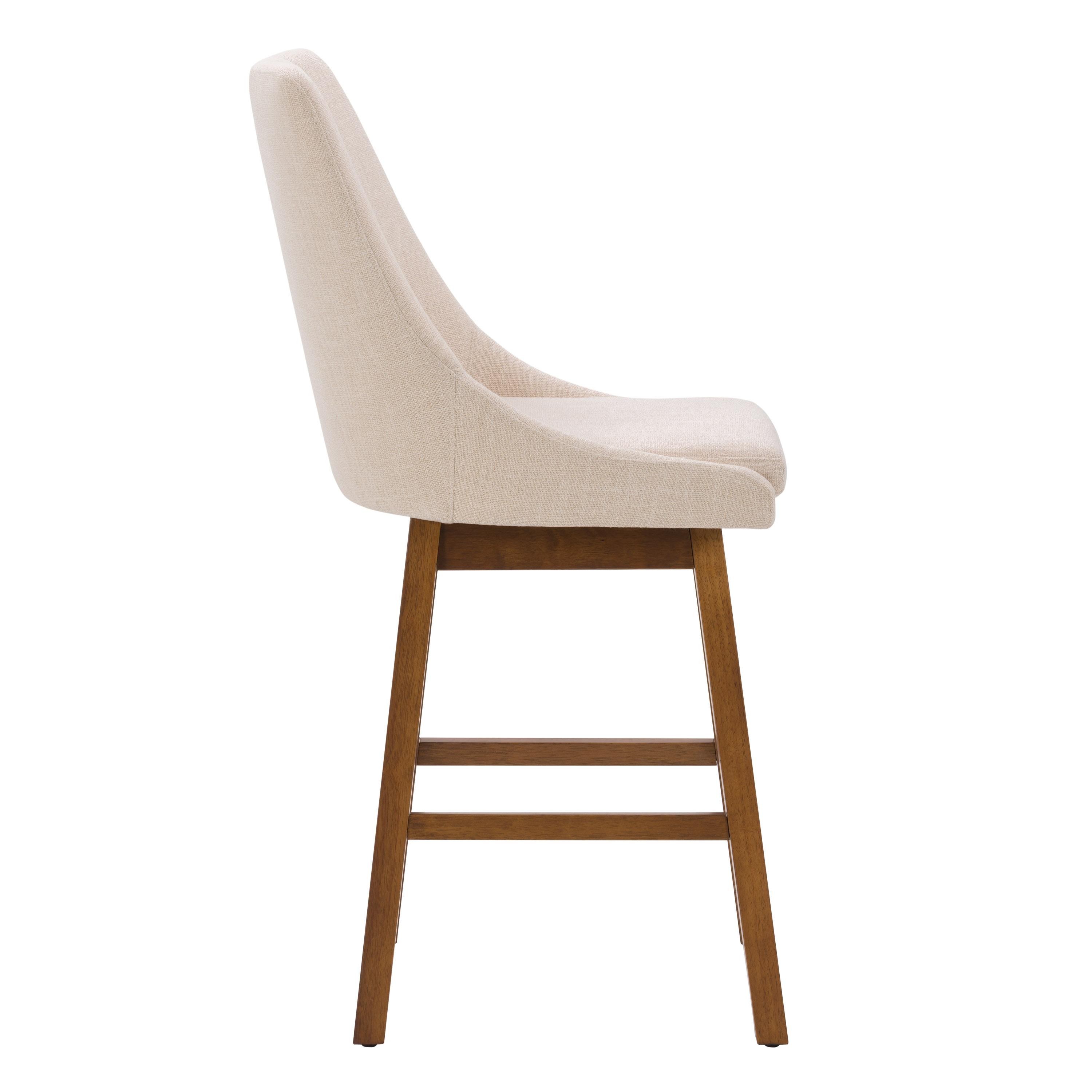 Set of 2 Boston Formed Back Fabric Barstools Beige - CorLiving: Counter Height, Upholstered, Rubberwood Legs