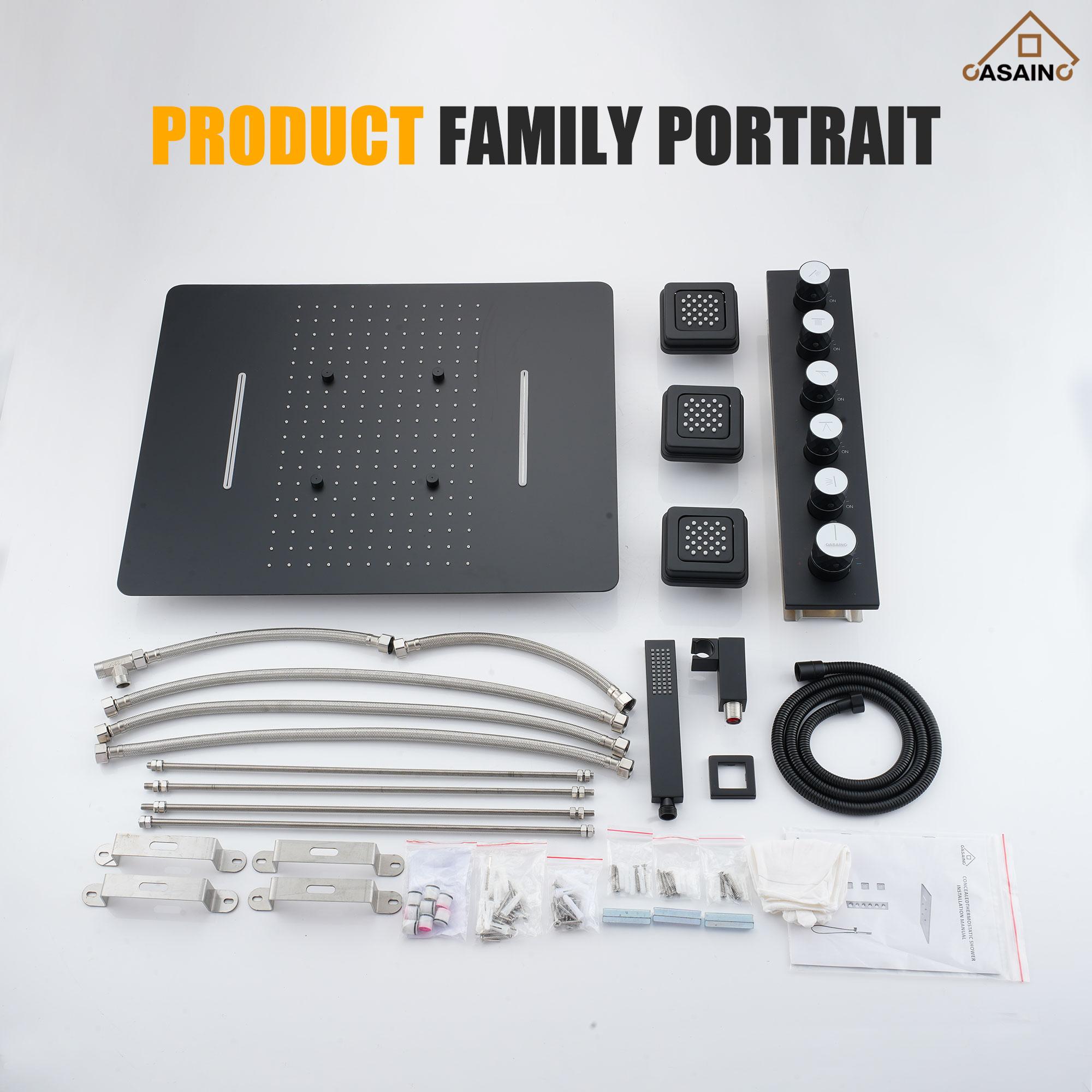 CASAINC Luxury Concealed Large Overhead Spray Multifunctional Shower