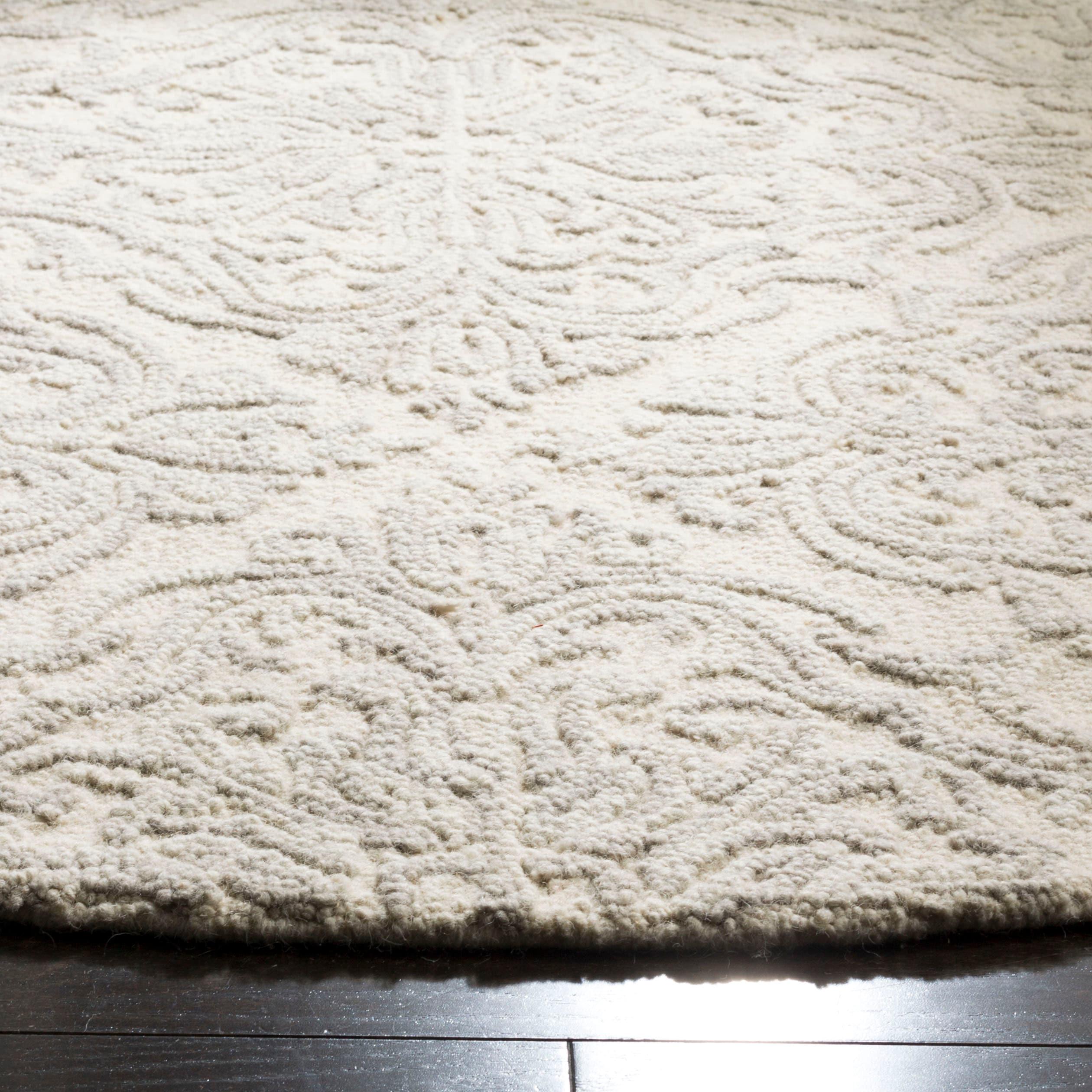 Blossom BLM103 Hand Tufted Area Rug - Ivory/Grey - 6' Round - Safavieh.