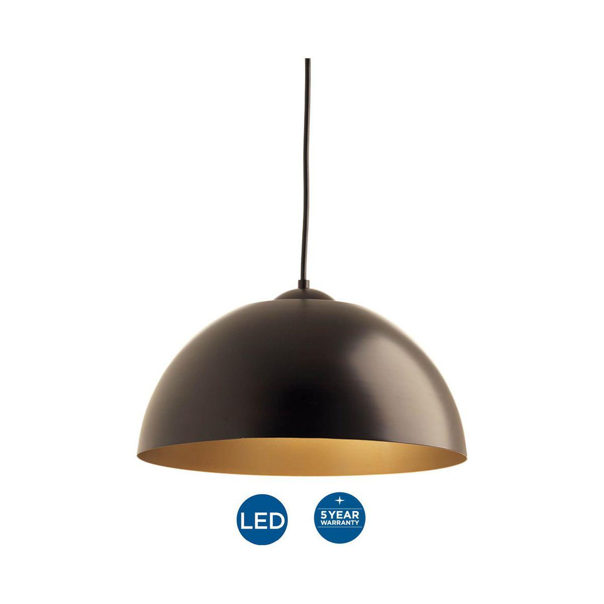 Progress Lighting Dome Collection 1-Light LED Pendant, Satin Aluminum Finish, Painted Silver Interior, Steel Material