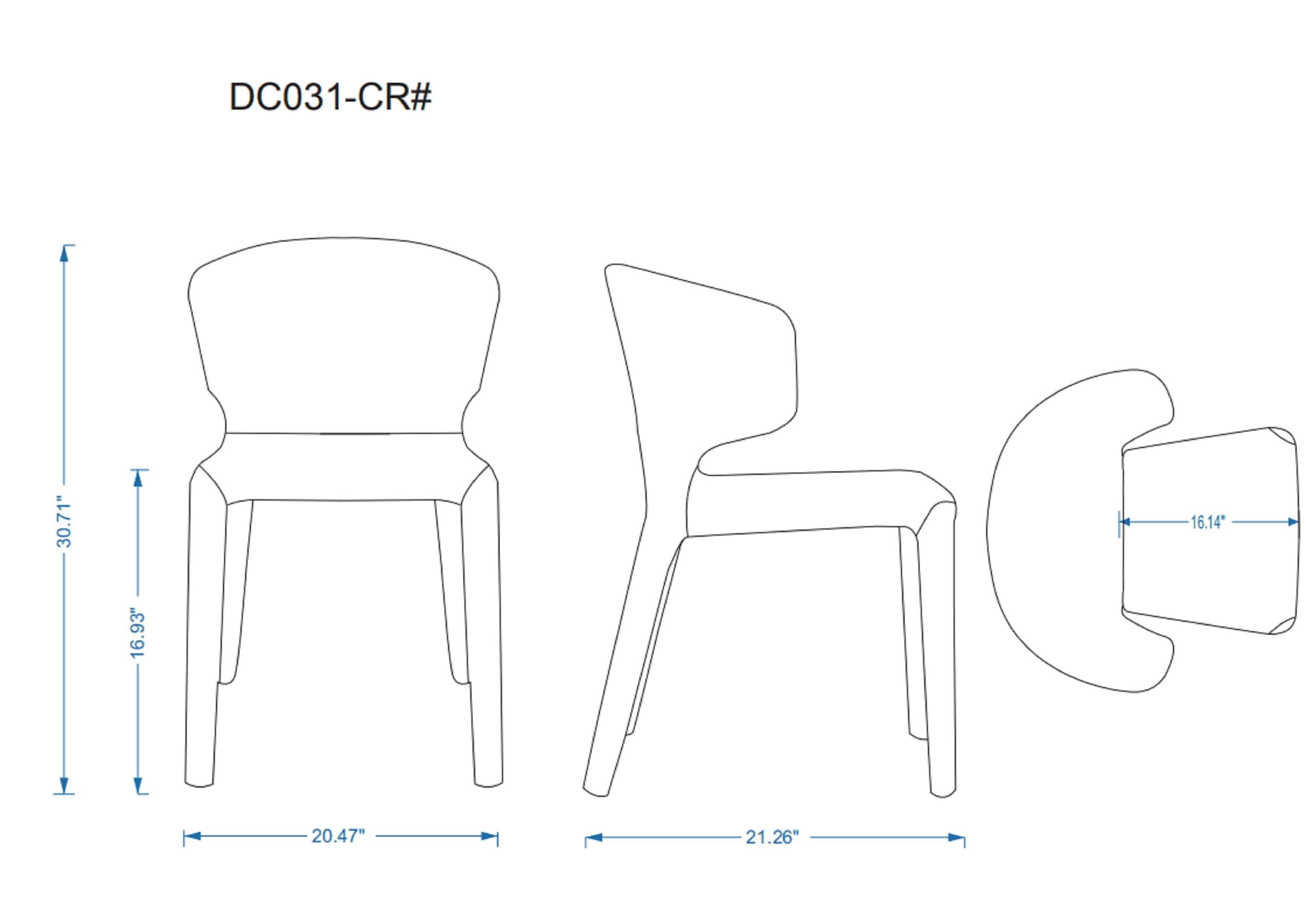 Set of 2 Conrad Faux Leather Dining Chairs Black - Manhattan Comfort: Mid-Century Modern, Metal Frame, Contoured Back