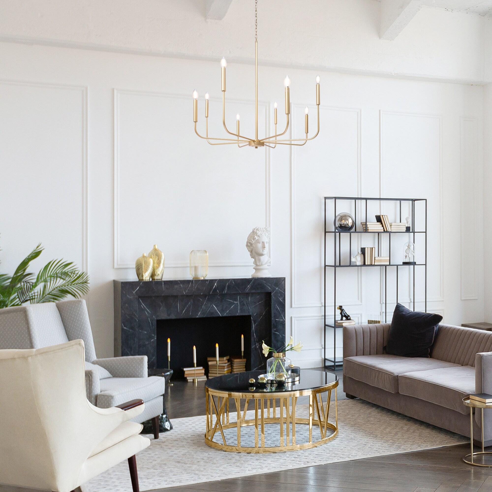 LNC 8-Light Matte Gold Modern/Contemporary Candle LED Dry rated Chandelier for Living Room