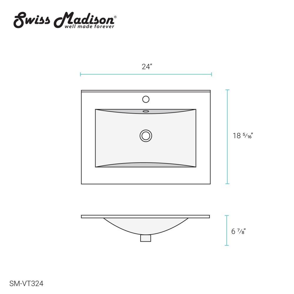 Swiss Madison Ceramic 24" Single Bathroom Vanity Top