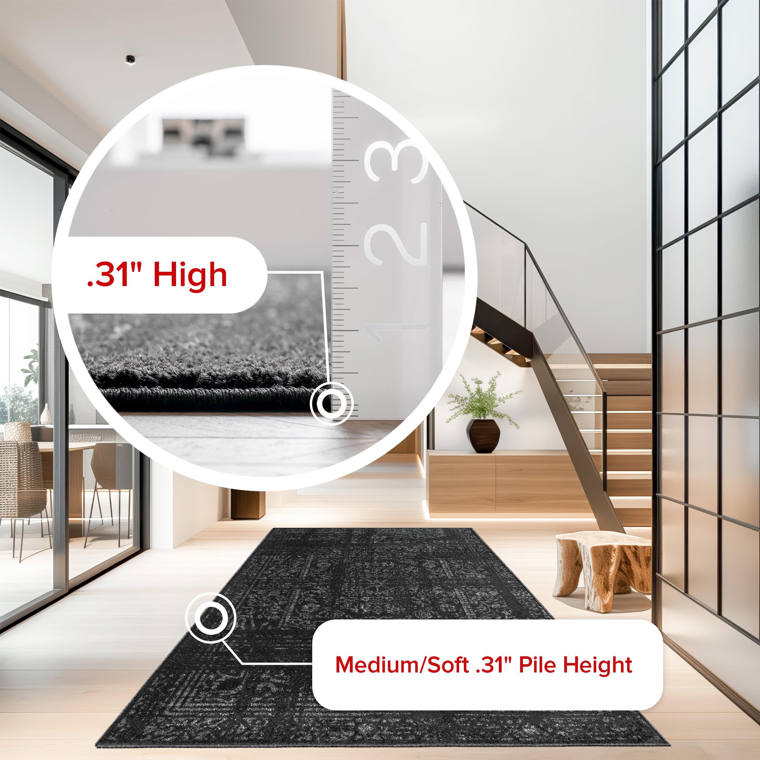 Nuloom Arlena Medallion 4x6 Indoor Area Rug for Living Room Bedroom Dining Room Kitchen, Black/Grey