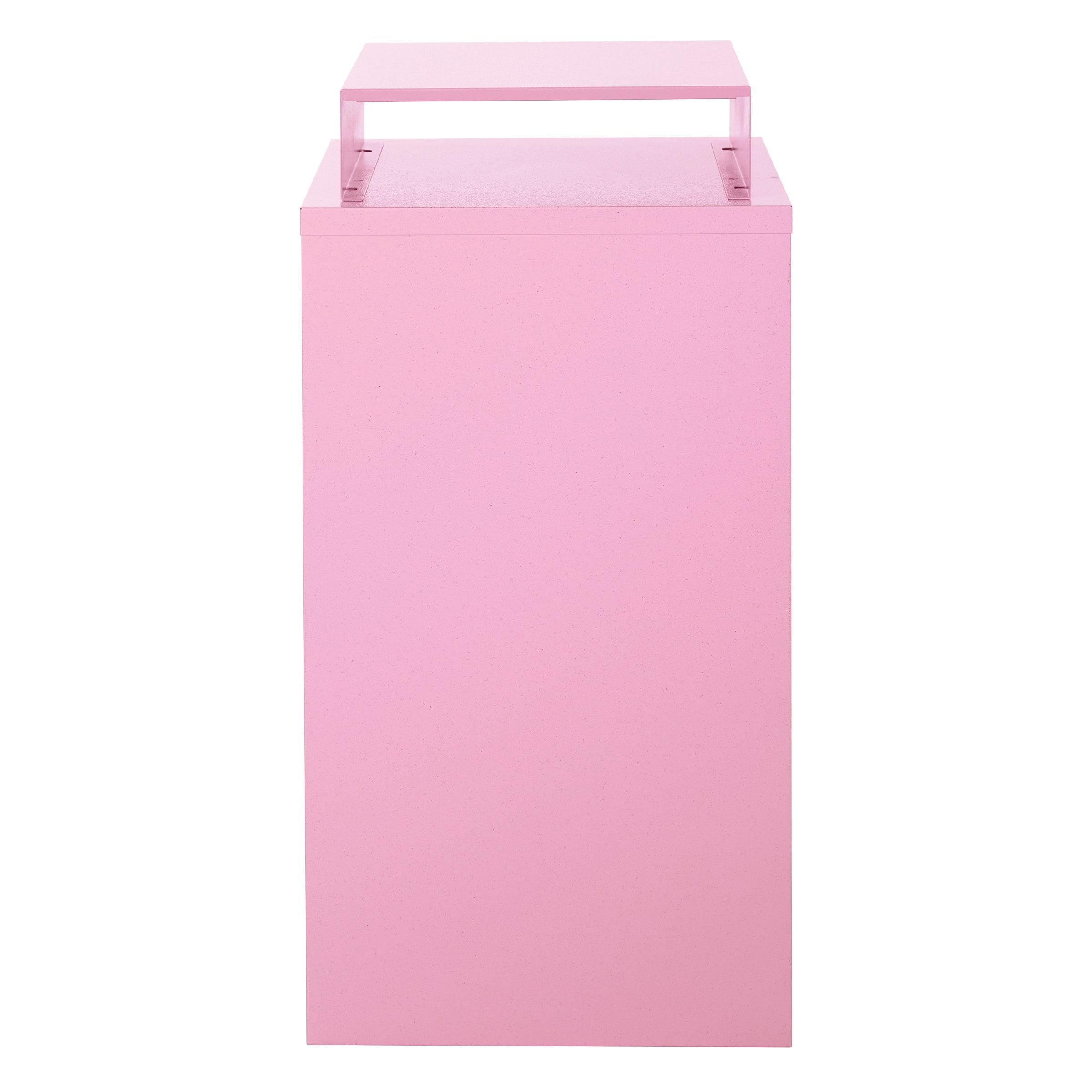 OSP Home Furnishings 3-Drawer Lockable Metal File Cabinet, Pink