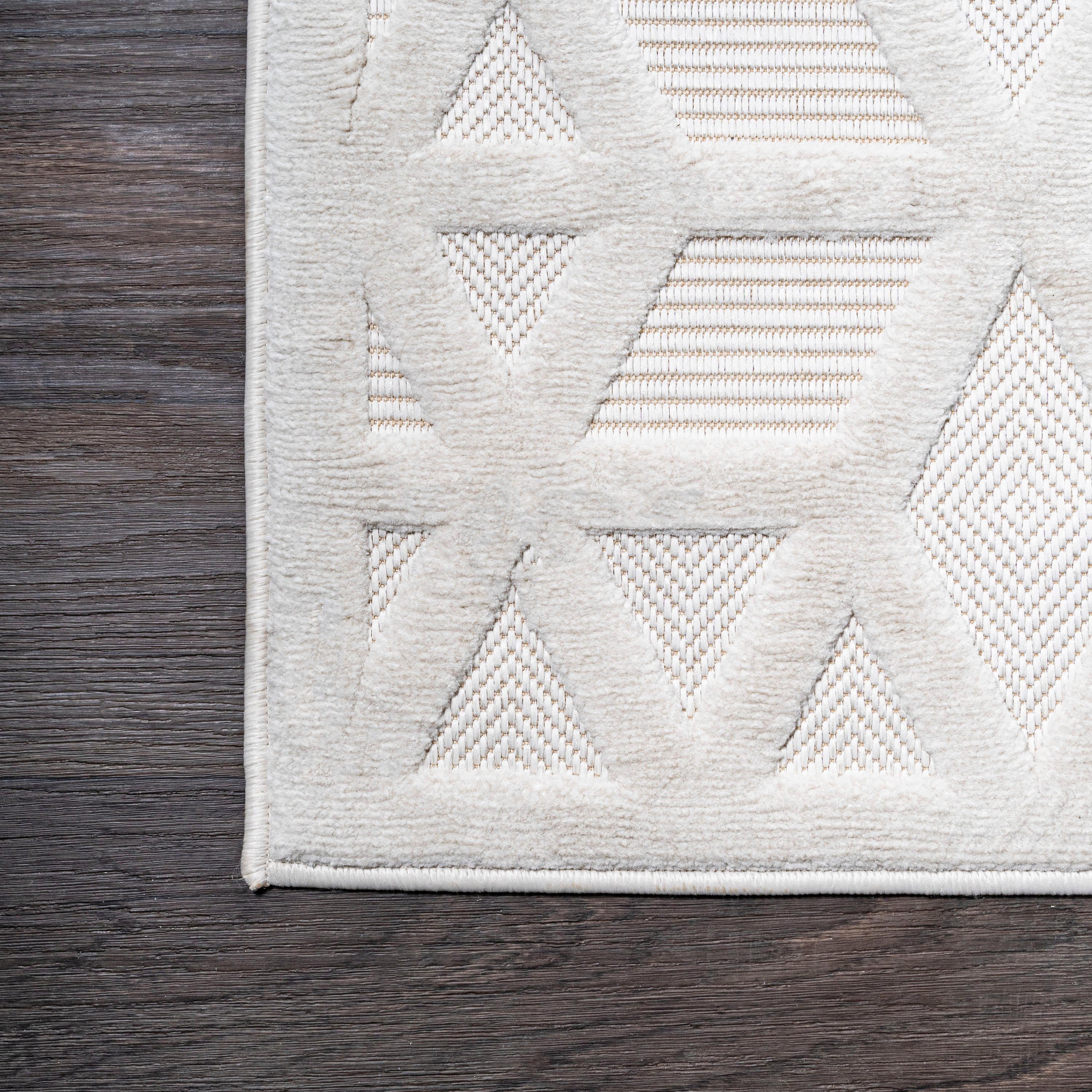 3'x5' Talaia Neutral Geometric Indoor/Outdoor Area Rug, Ivory - JONATHAN Y