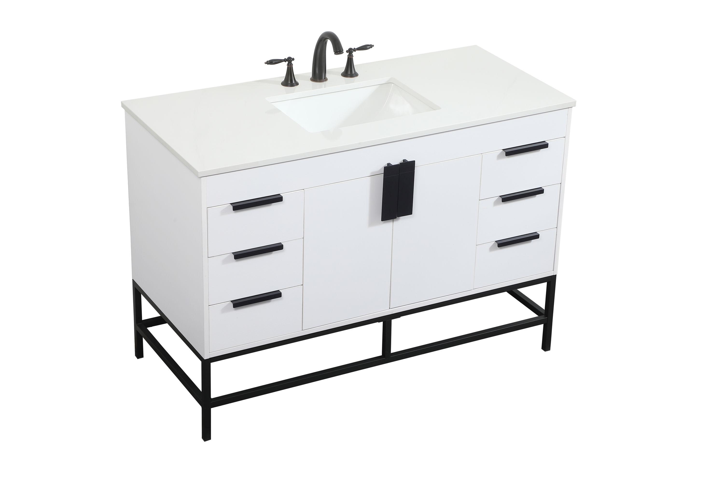 Alizabeth 48'' Single Bathroom Vanity with Engineered Marble Top