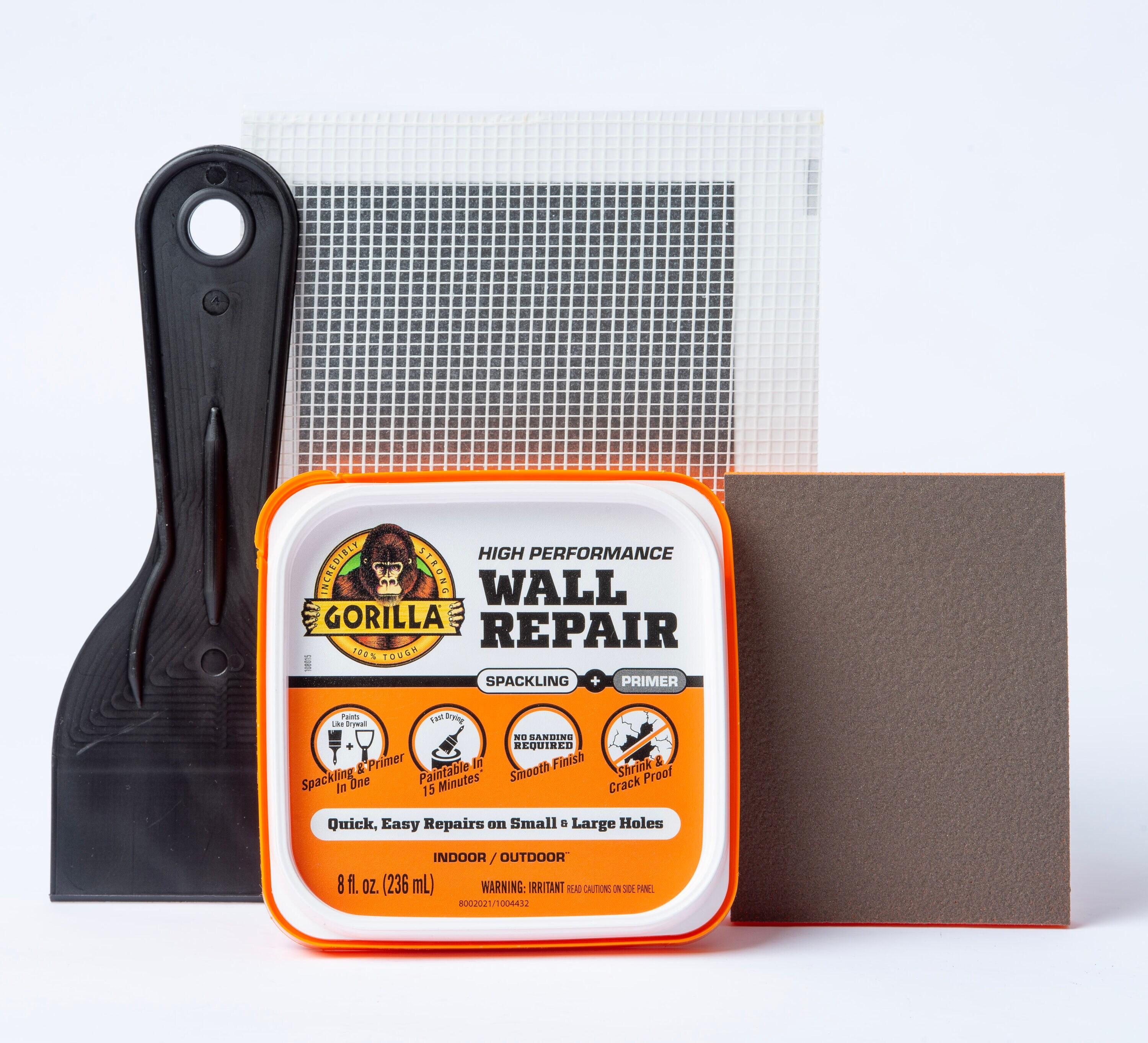 Gorilla Glue Wall Repair Kit. 4oz Spackling & Patch, 3" Putty Knife and 220 Grit Sanding Block Color